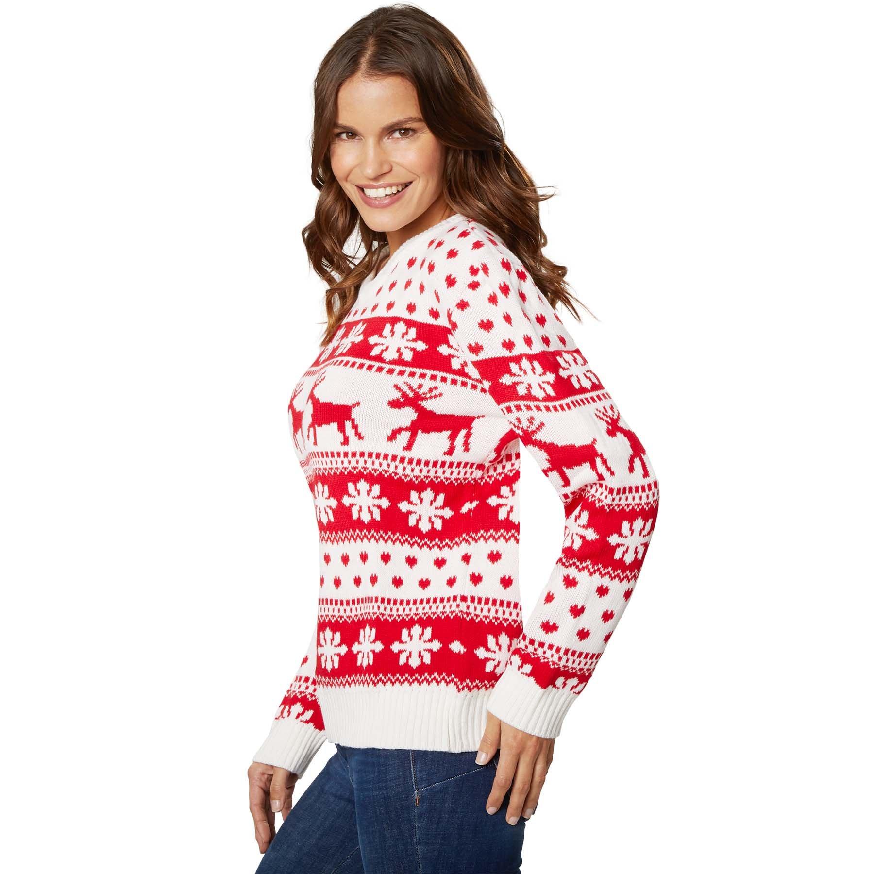 Tectake Weihnachtspullover Winterzauber weiss-rot für Frauen