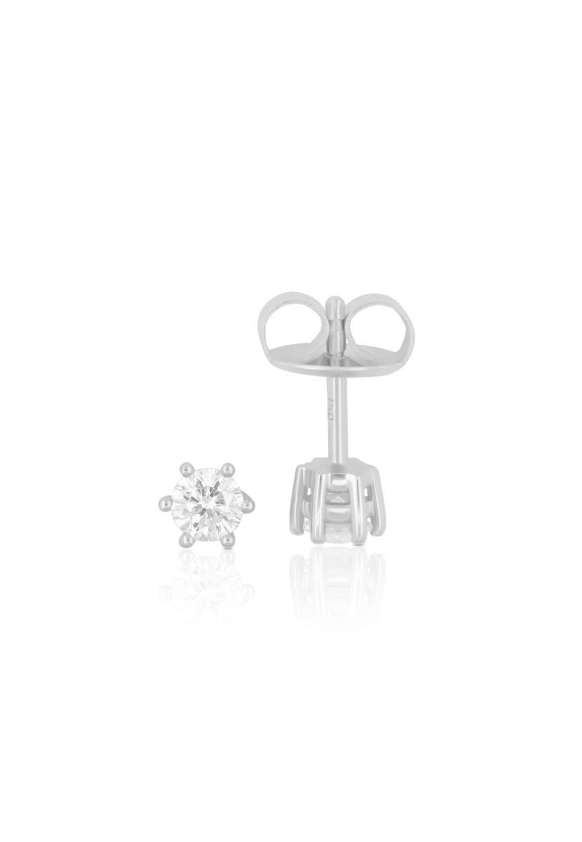 MUAU Schmuck Solitär Ohrstecker 6-Griff-Fassung Weissgold 750 Brillanten 0.34ct. 6mm