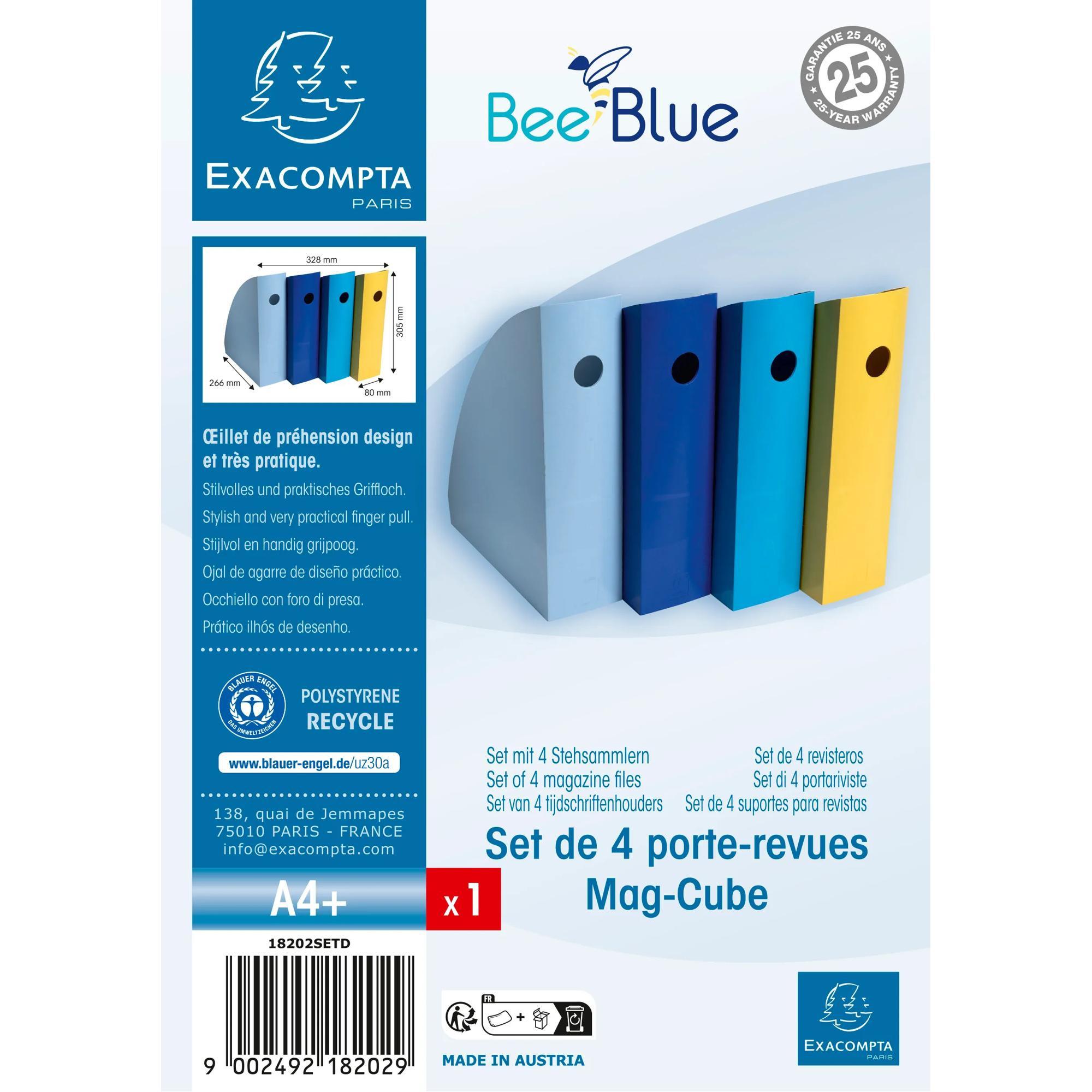 Exacompta Set mit 4 Stehsammlern MAG-CUBE, Bee Blue