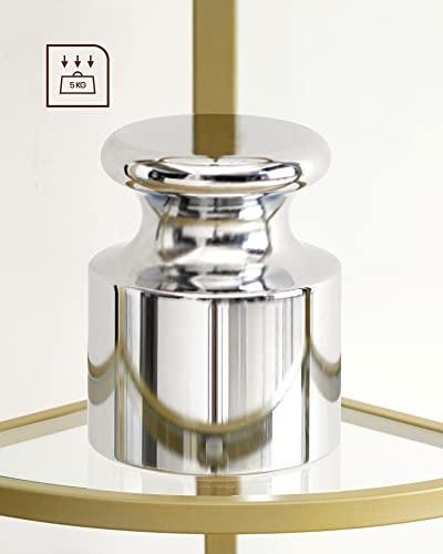 Pricenet Modernes 5-stöckiges Eckregal mit Glas und goldenem Rahmen
