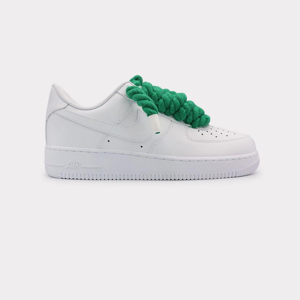NIKE Air Force 1 White - Rope Lace Green