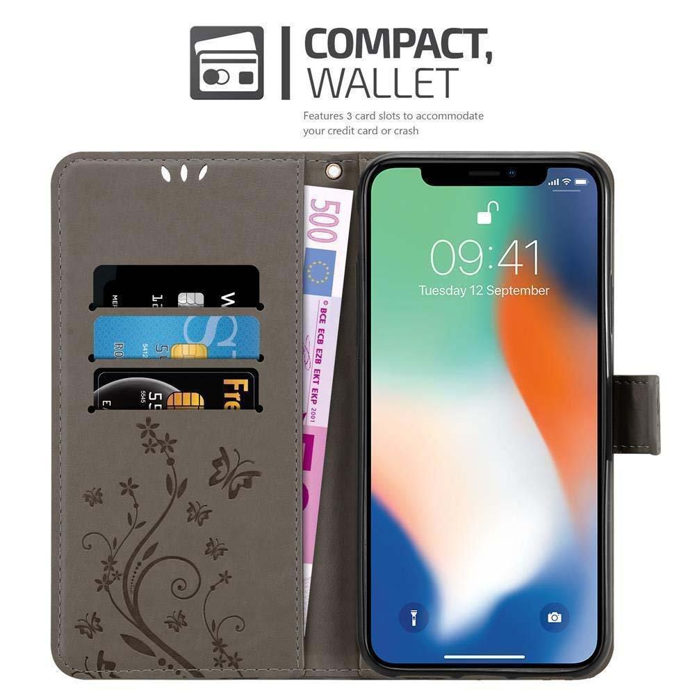 Cadorabo Hülle für Apple iPhone X / XS Blumen Design Magnetverschluss