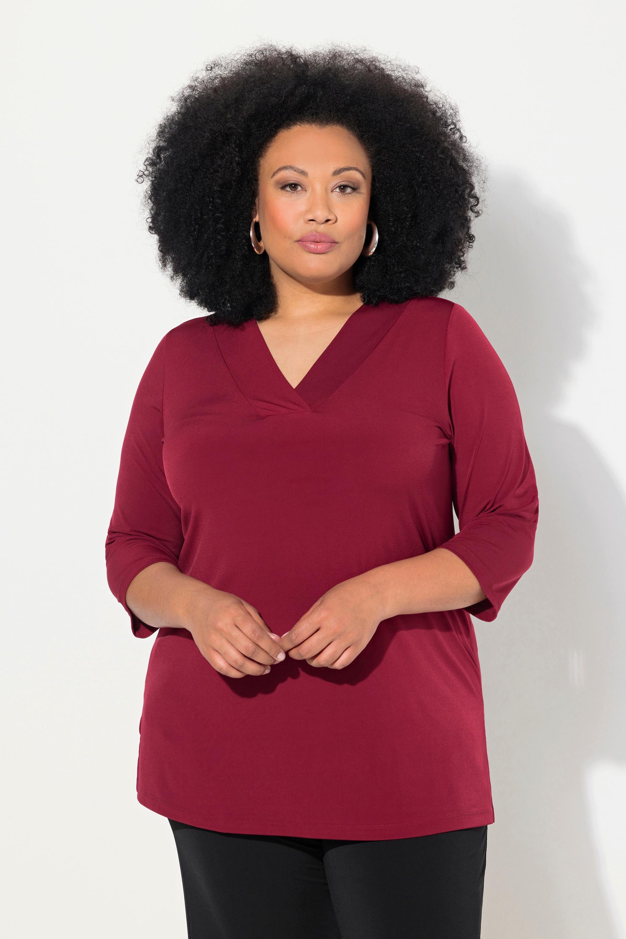 Ulla Popken A-Linie V-Ausschnitt 3/4 Arm Longshirt