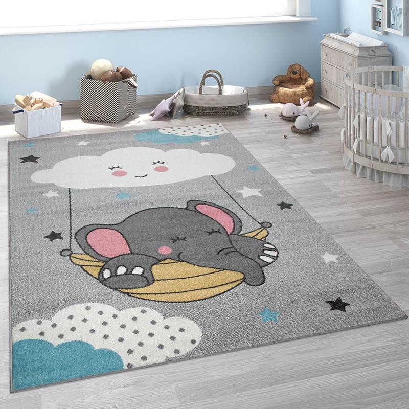 Paco Home Kinder Teppich Kinderzimmer Elefant Wolke