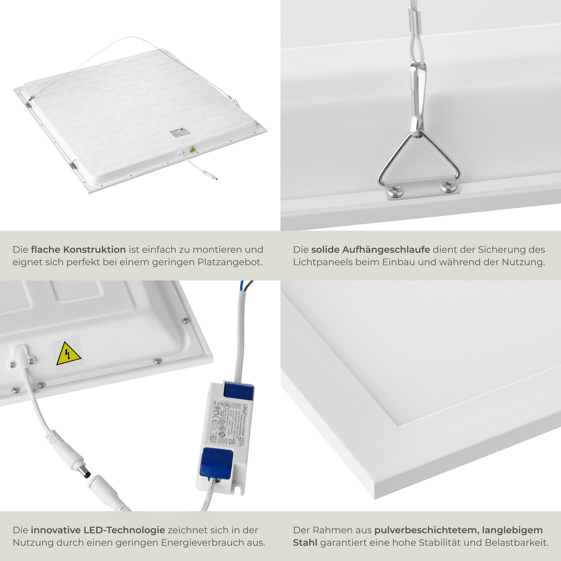 Tectake LED-Paneel Lucerna, ultraflach, warmweiss, stromsparend