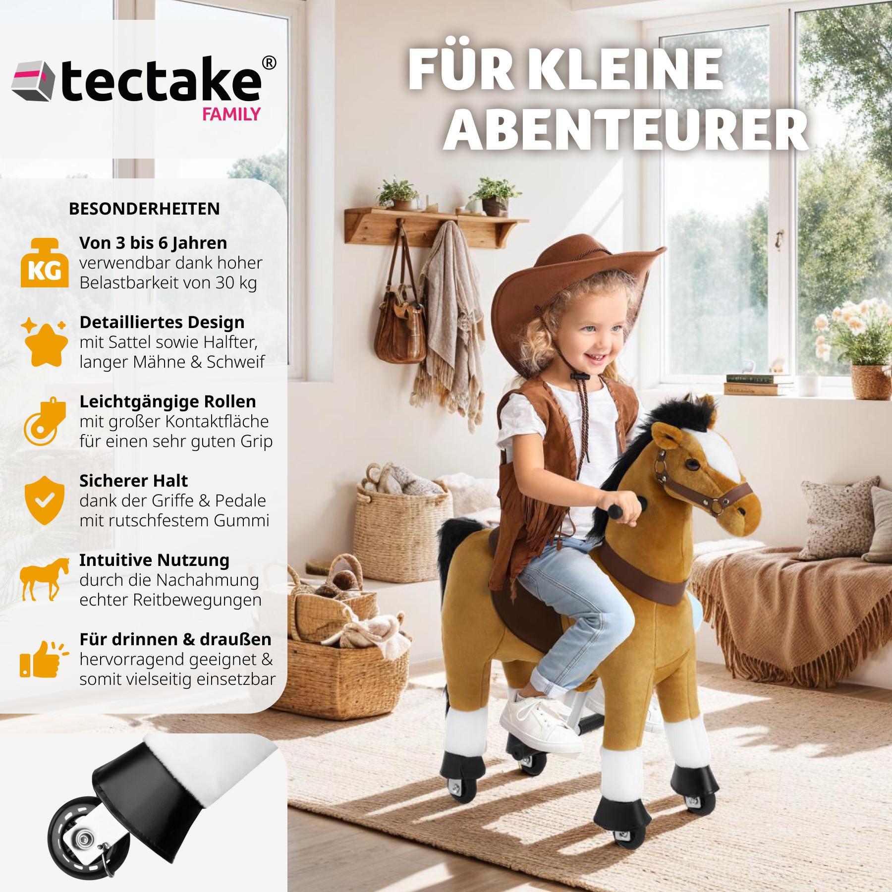 Tectake Schaukelpferd auf Rollen, Plüsch, realistisches Design
