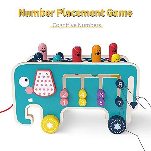 Activity-board Klopfbank Holz mit 2 Schlägeln, Hammerspiel ab 1 Jahr, Klopfbank Schlagen Elefant Spiel,