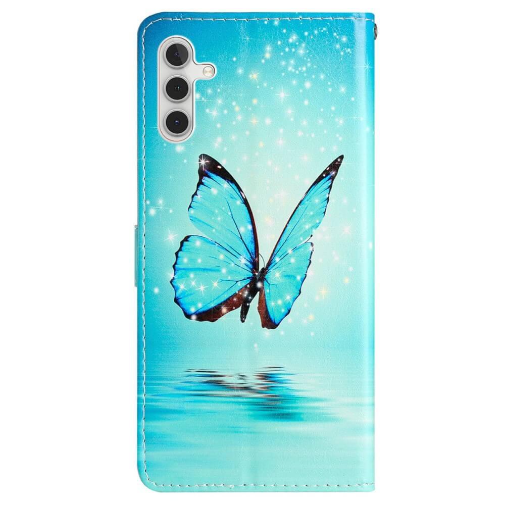 Cover-Discount Galaxy S23 FE - Leder Etui Hülle Schmetterling Blau