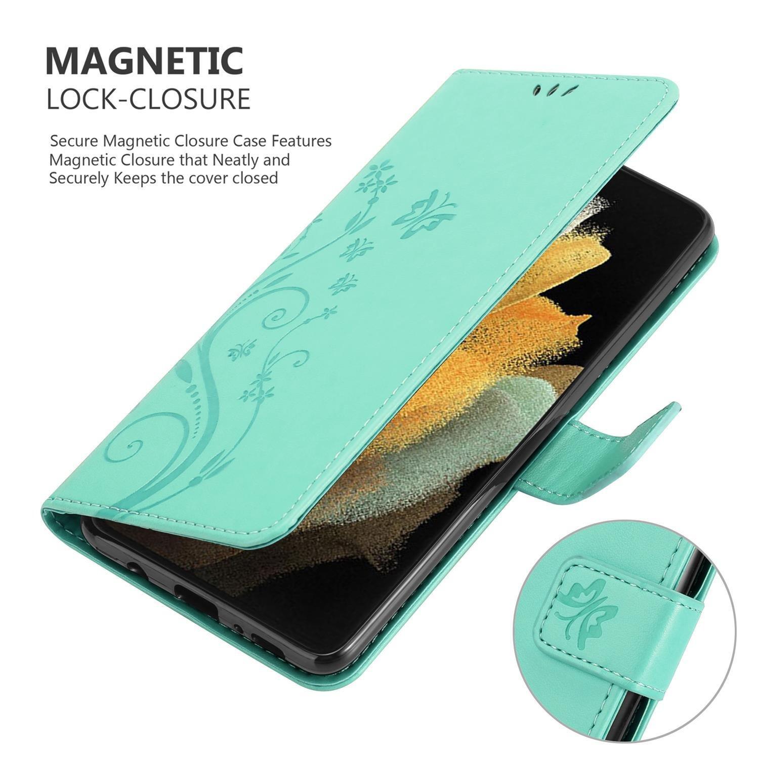 Cadorabo Hülle für Samsung Galaxy S21 ULTRA Blumen Design Magnetverschluss