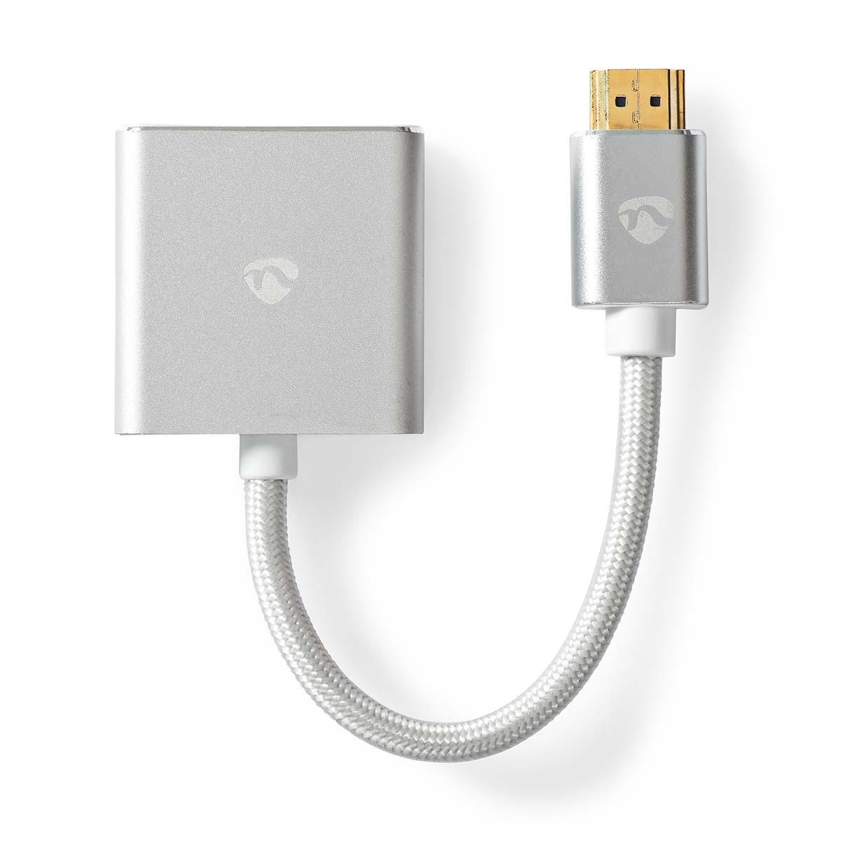 Nedis VGA Adapter | HDMI™ Stecker | VGA Buchse 15p | Vergoldet | Gerade | Aluminium | Silber | Karton mit abgedecktem Fenster