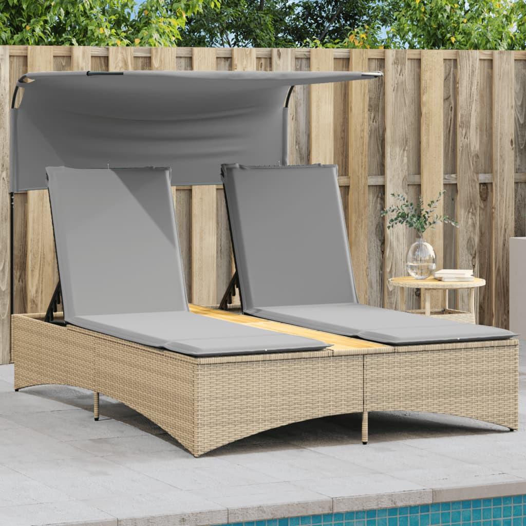 VidaXL Doppel-sonnenliege poly-rattan