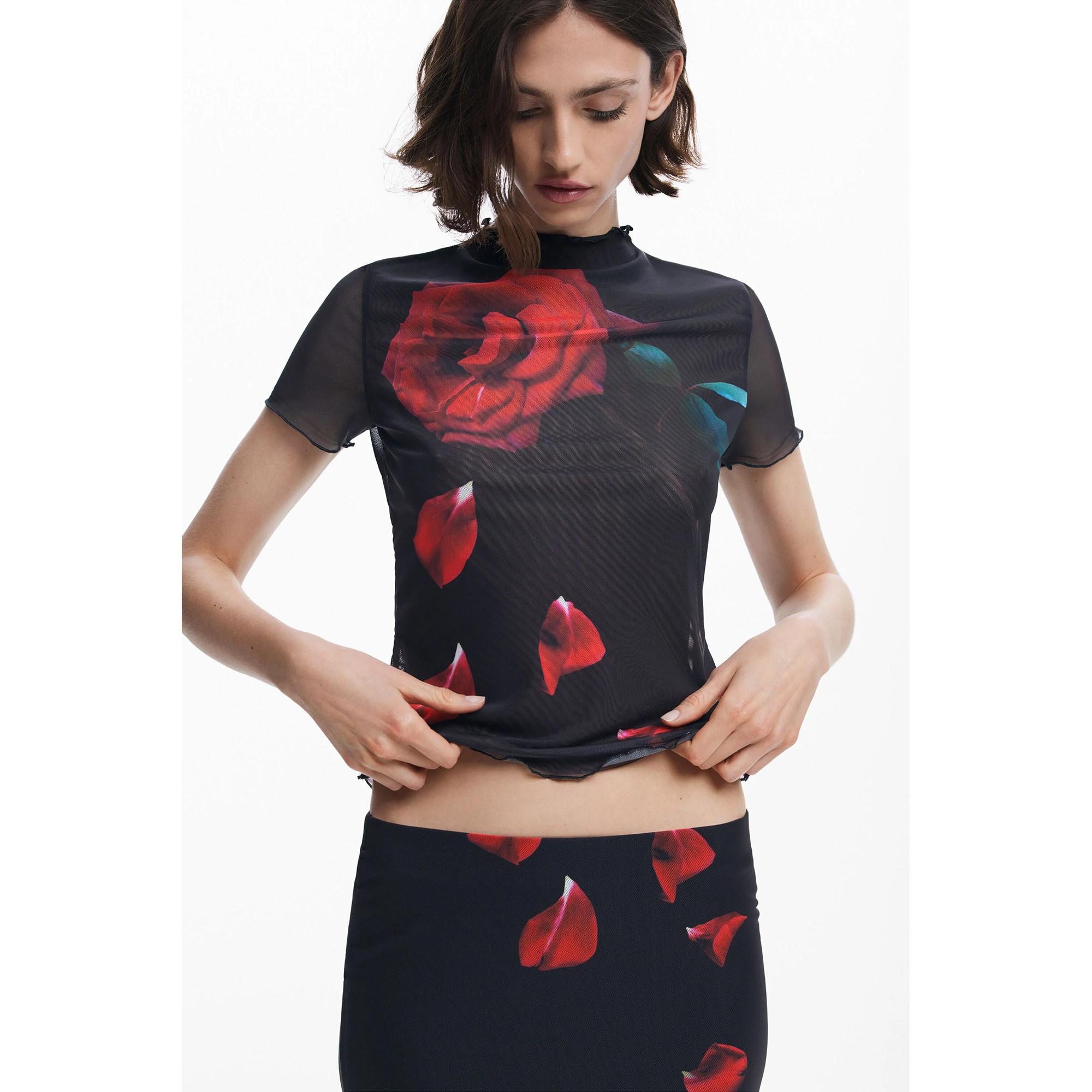 Desigual Rosen Print Kurzarm T-Shirt