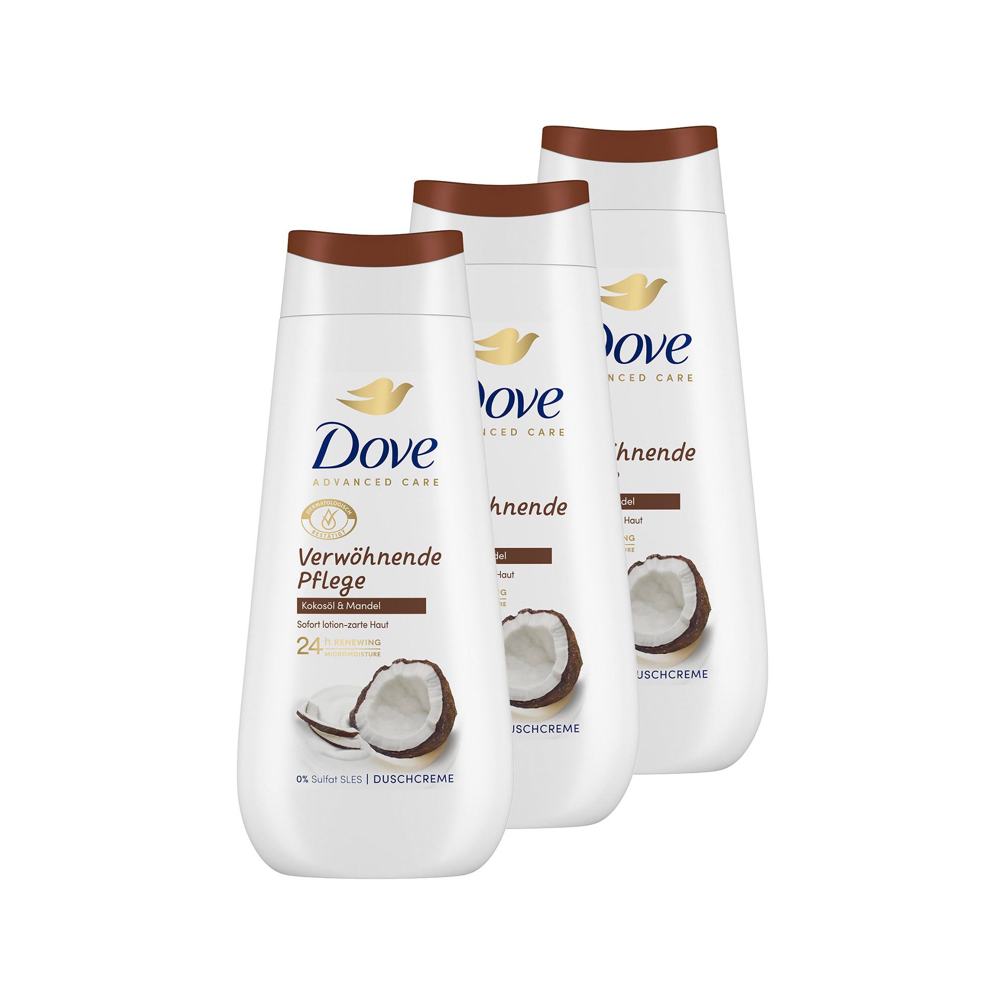 Dove Dove Advanced Care Verwöhnende Pflege Kokosöl & Mandel Duschcreme TRIO