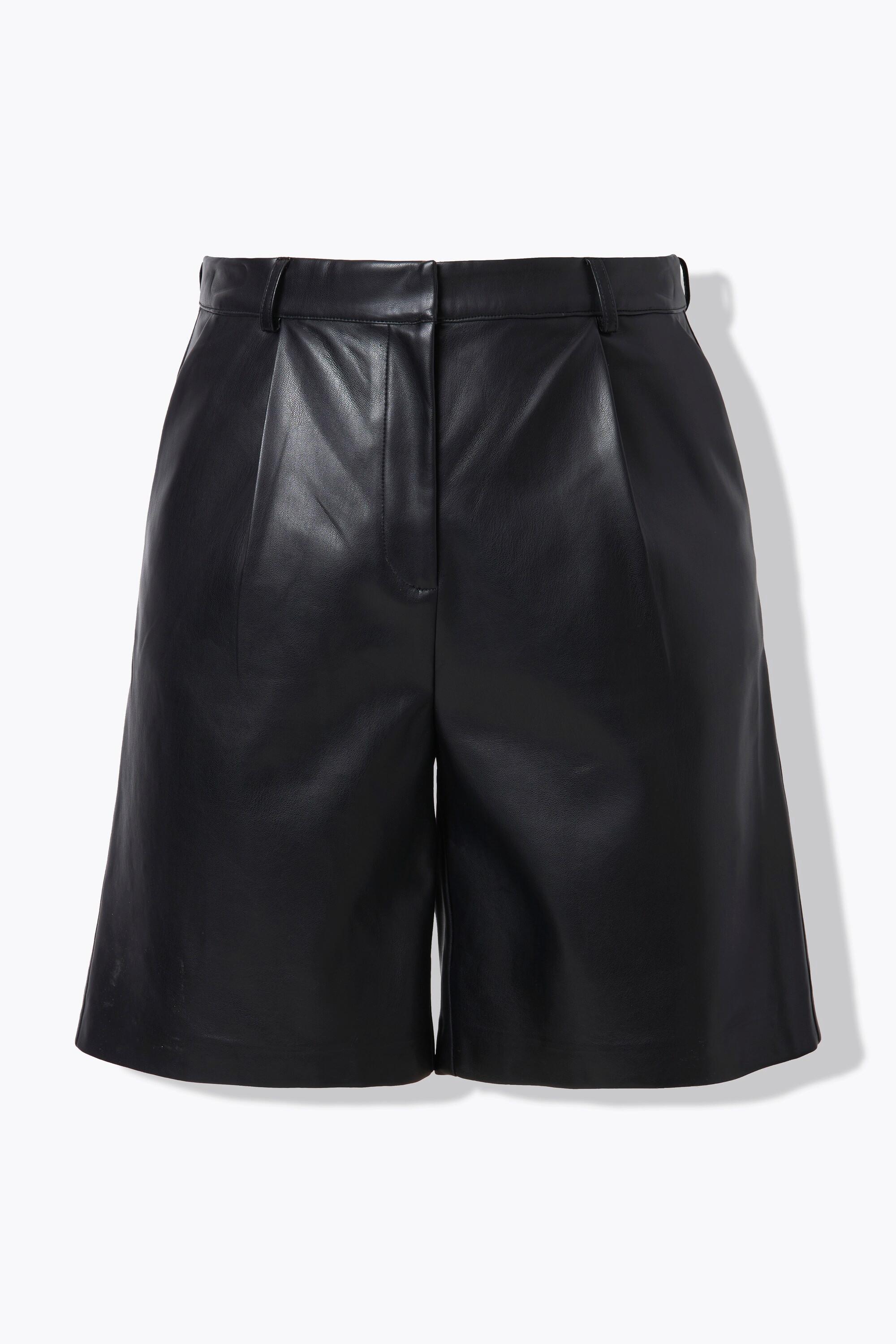 Studio Untold High Waist Weites Bein Lederoptik Bermudas