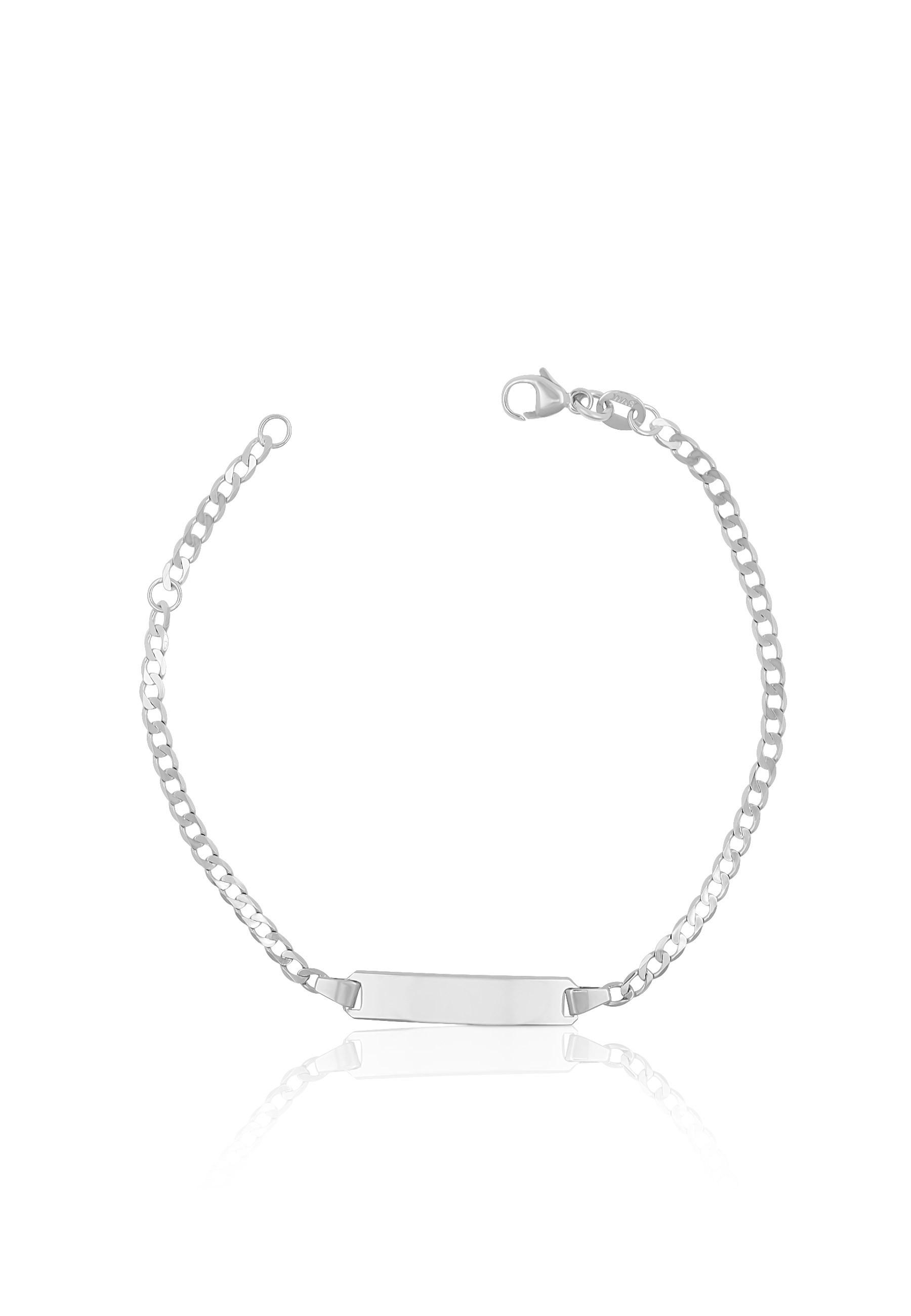 MUAU Schmuck Bébé Bracelet Panzer Weissgold 750, 18cm, Gravurplatte 2.4cm