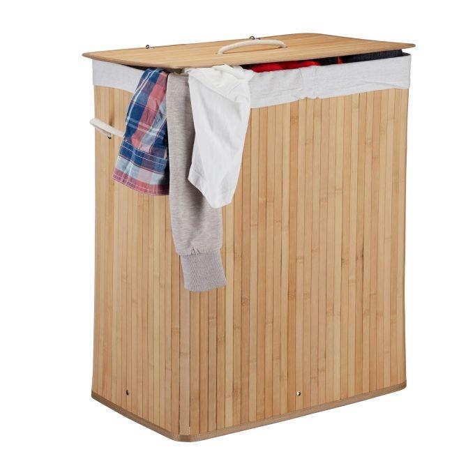 Northix Wäschekorb aus Bambus mit 2 Fächern