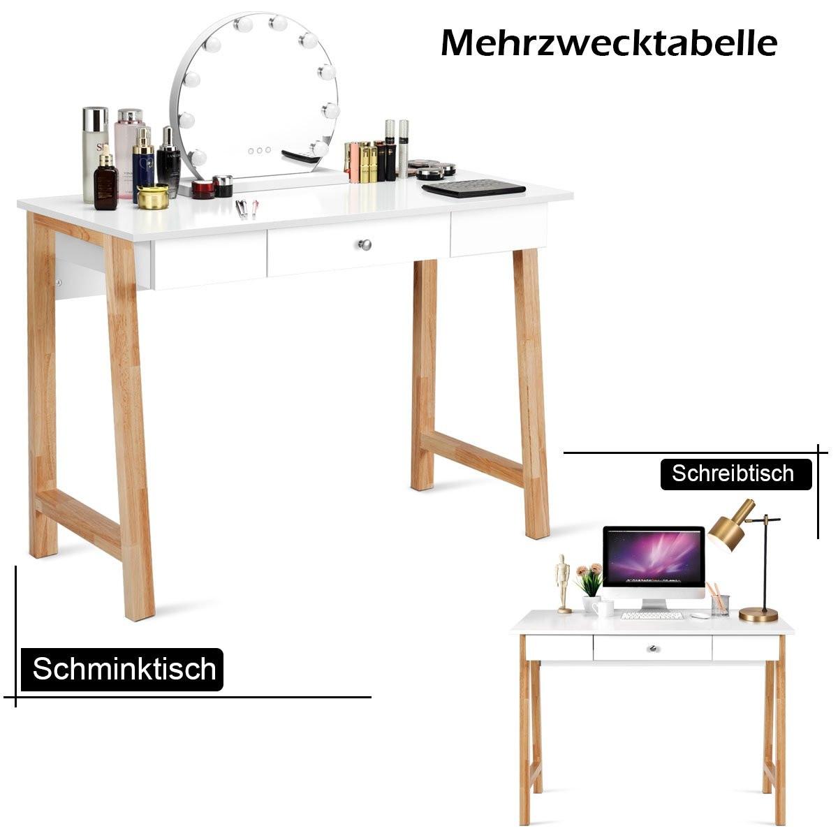 Northio Schreibtisch mit Schublade Computertisch Schminktisch Bürotisch Natur