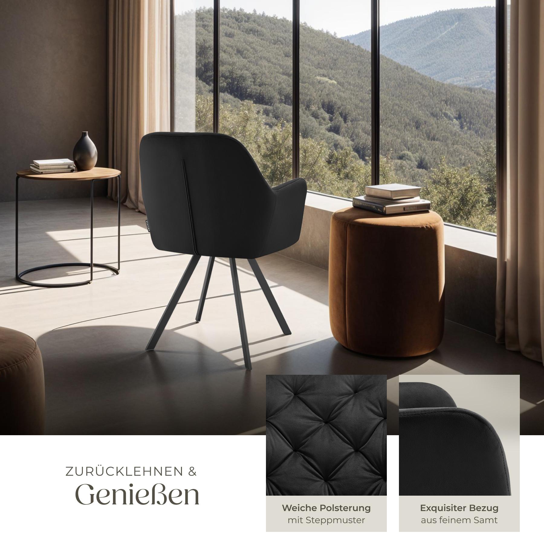 Tectake Drehbarer Samt-Armlehnstuhl Lucia, gepolstert