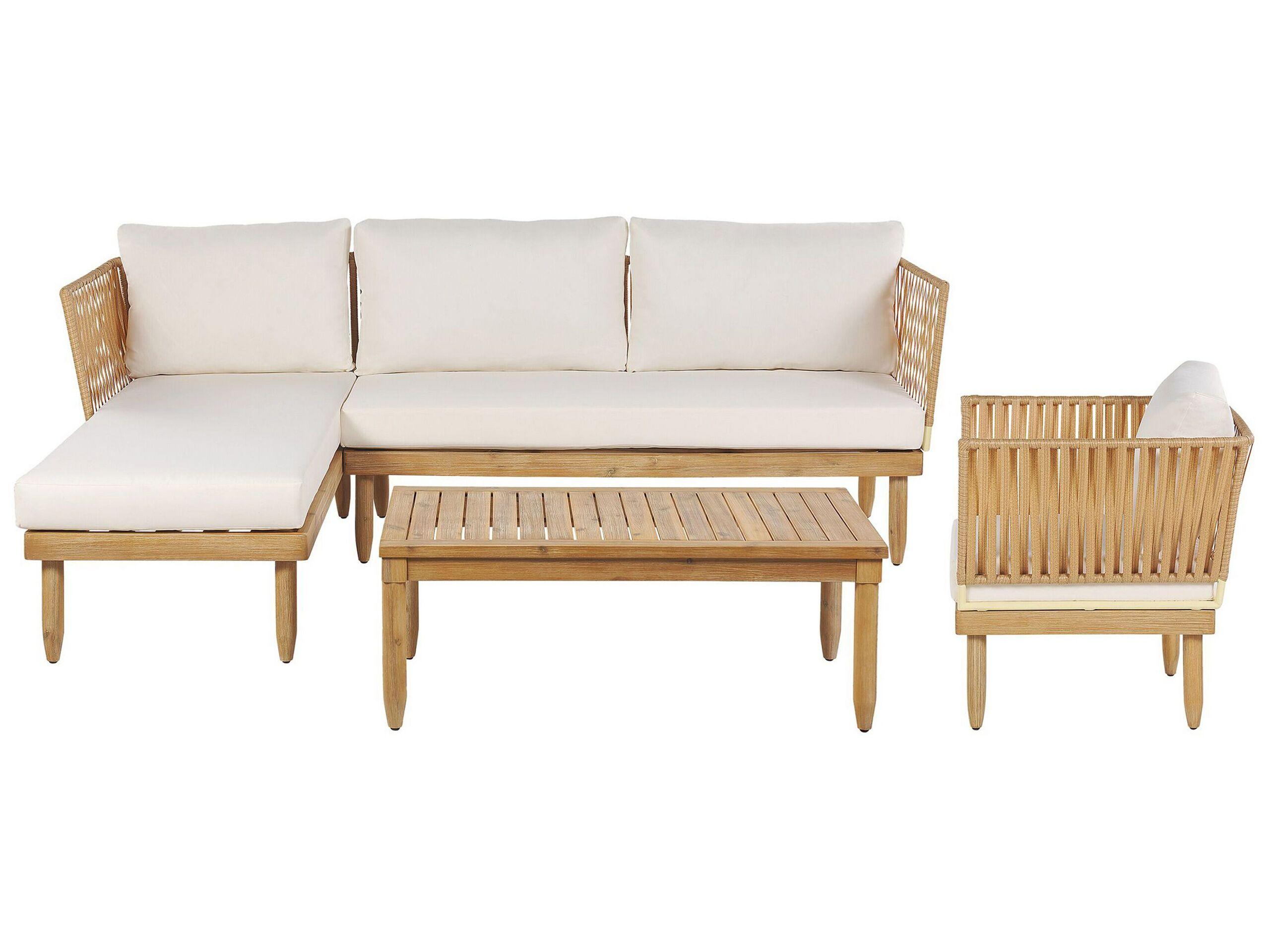 Beliani Ecksofa aus Akazienholz Boho CREMONA