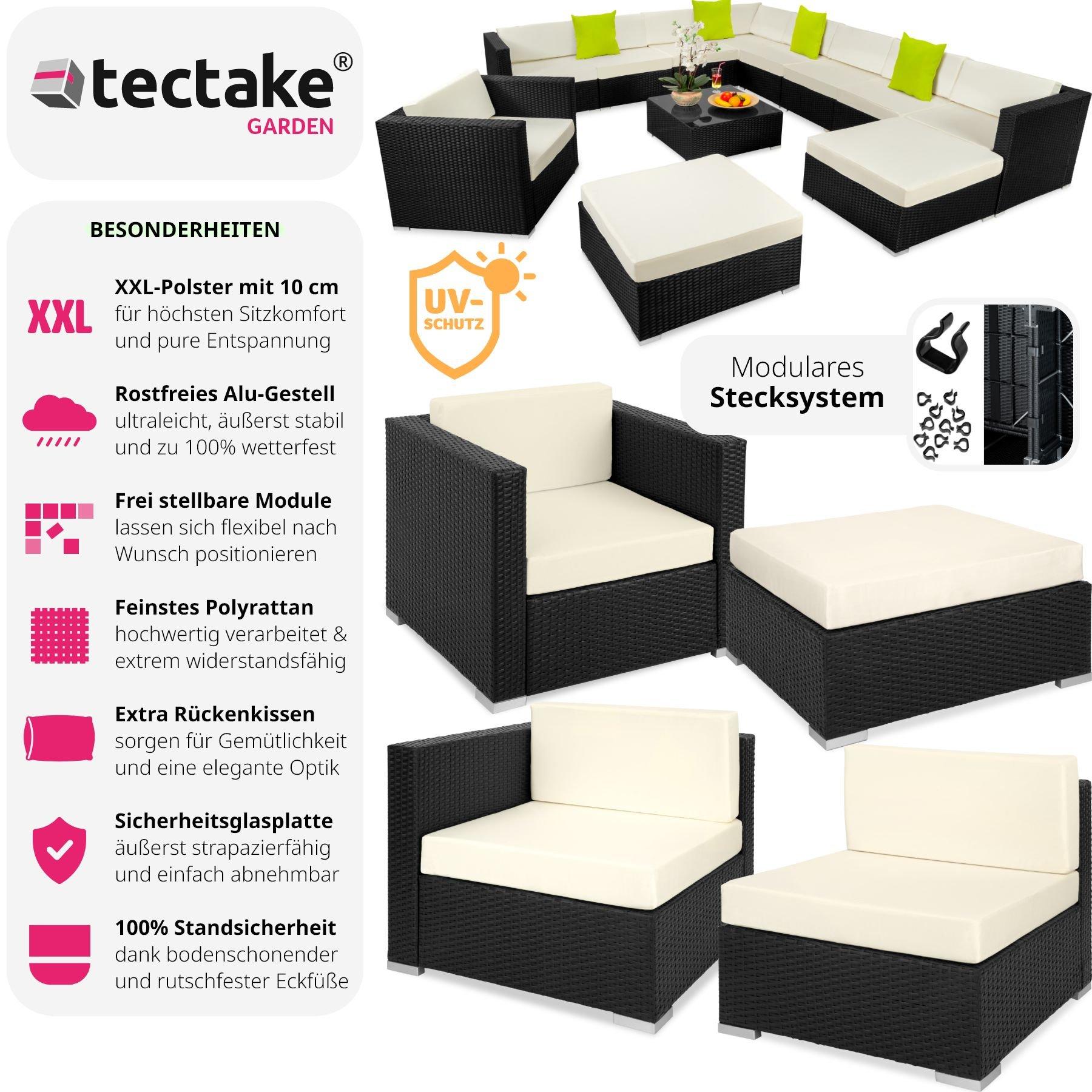 Tectake Rattan Lounge mit Aluminiumgestell Las Vegas