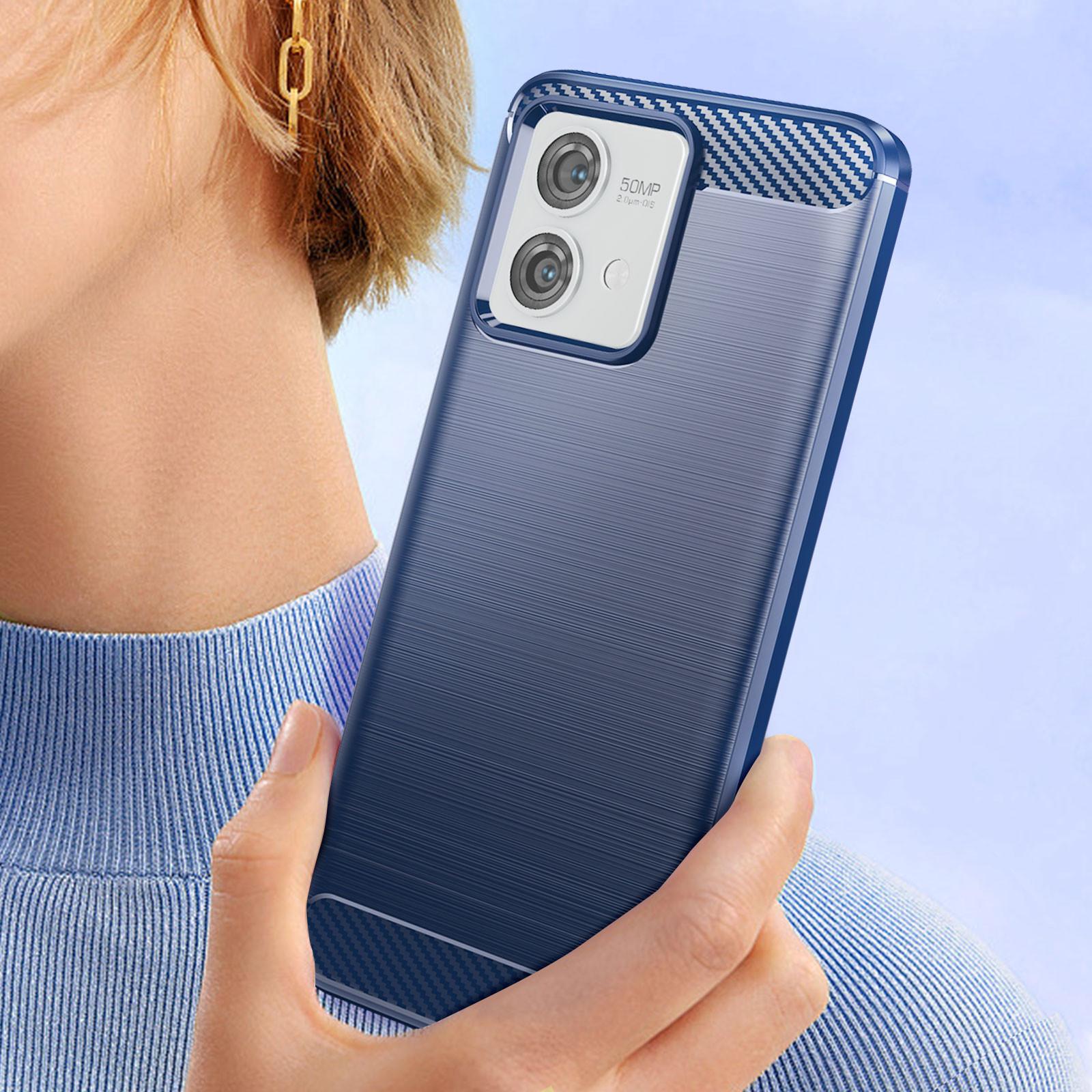 Avizar Carbon Hülle Motorola Moto G84 Blau
