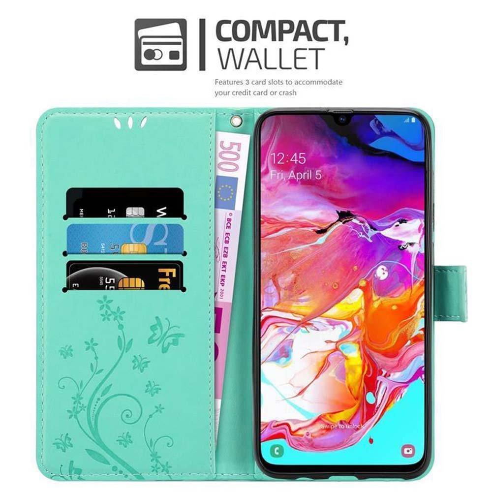 Cadorabo Hülle für Samsung Galaxy A70 A70s Blumen Design Magnetverschluss