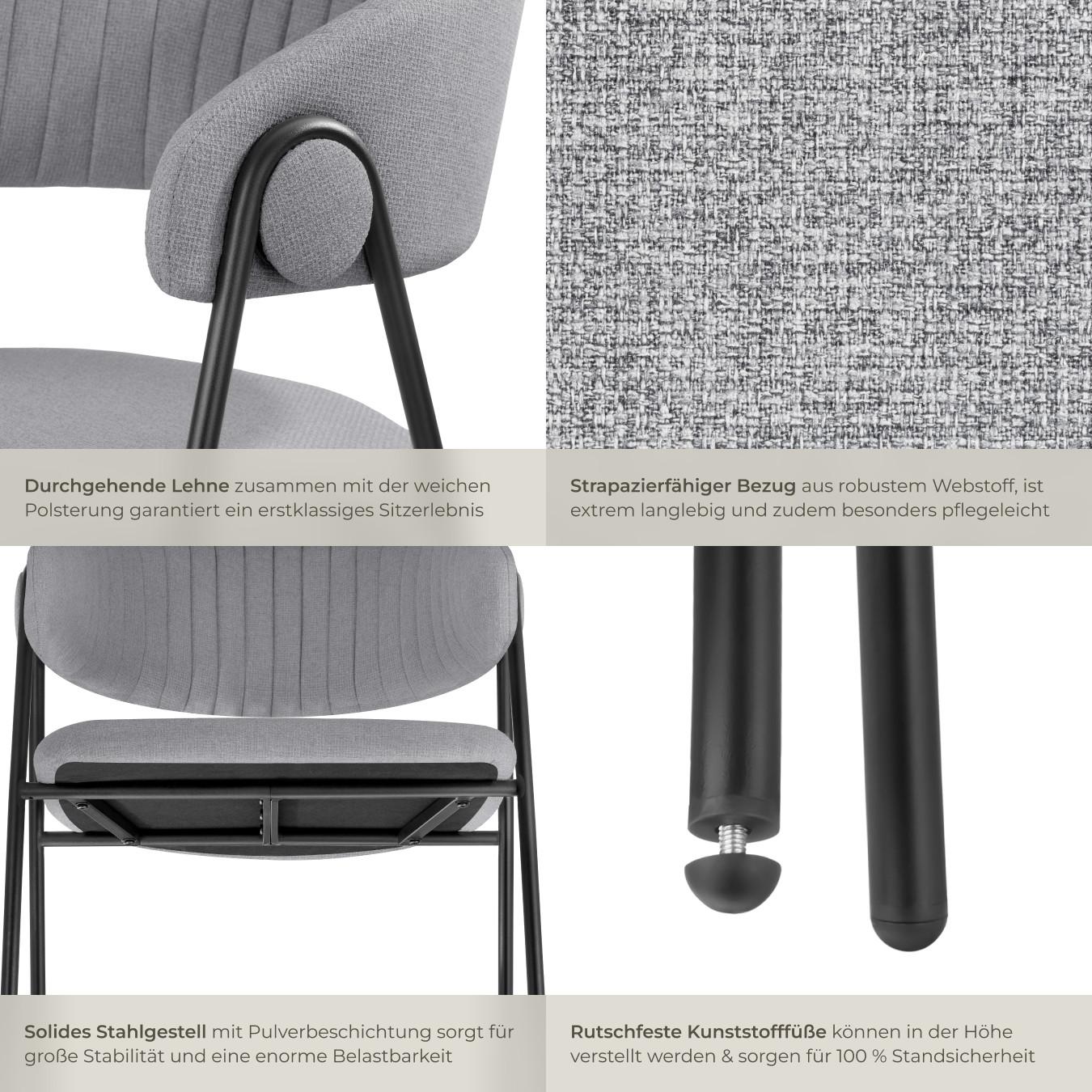 Tectake Armlehnstuhl Bedano, gepolstert, Webstoff, 150 kg