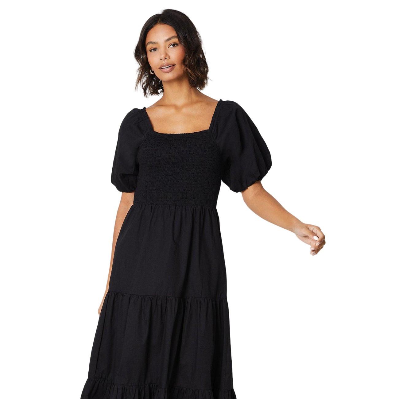 Dorothy Perkins Gesmocktes Midikleid mit Puffärmeln