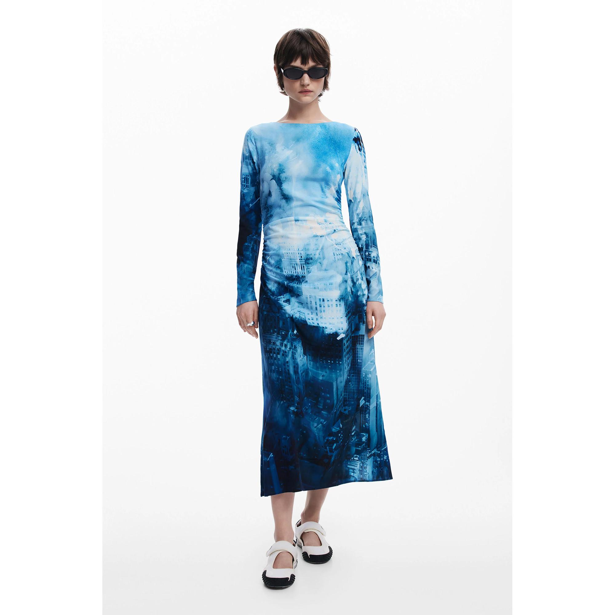 Desigual Langarm Foto Print Slim Fit Kleid