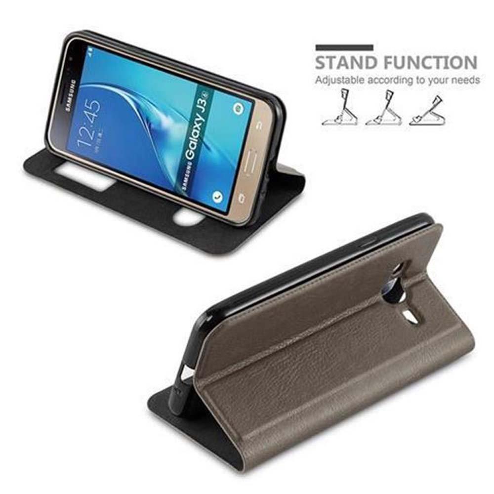 Cadorabo Hülle für Samsung Galaxy J3 2016 Magnetverschluss, 2 Sichtfenstern