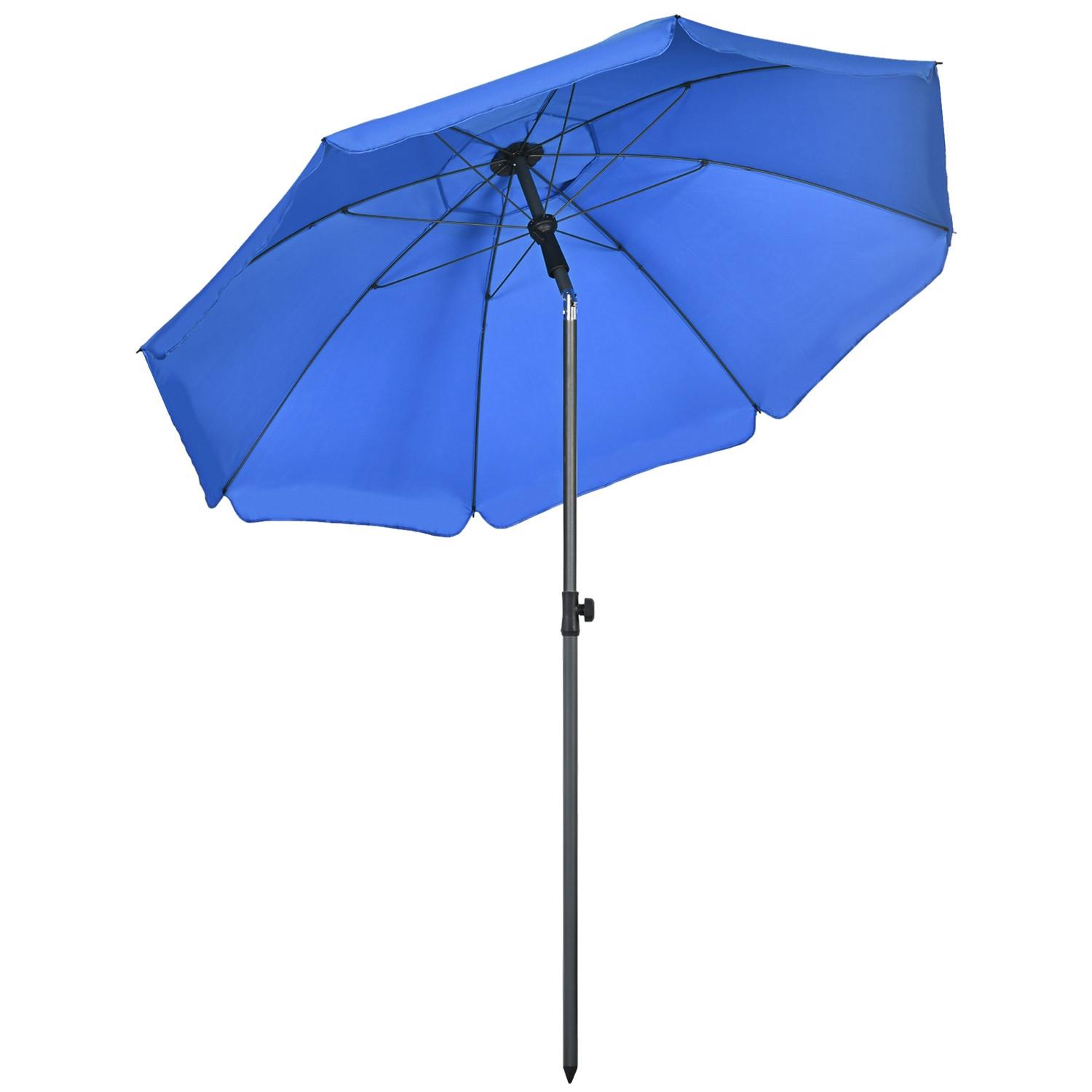 Northio Terrassenschirm Ø180Cm Uv-Schutz Strandschirm Mit Verstellbarer Neigung, 8 Streben, Stahl, Blau