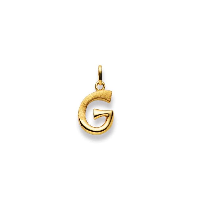 MUAU Schmuck Anhänger Buchstabe G Gelbgold 750, 20x11mm