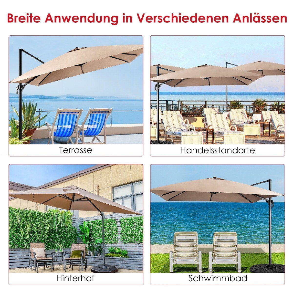 Northix Terrassenschirm mit 3 Neigungseinstellungen für Gärten Terrassen 300 x 300 x 273 cm Kaffeebraun