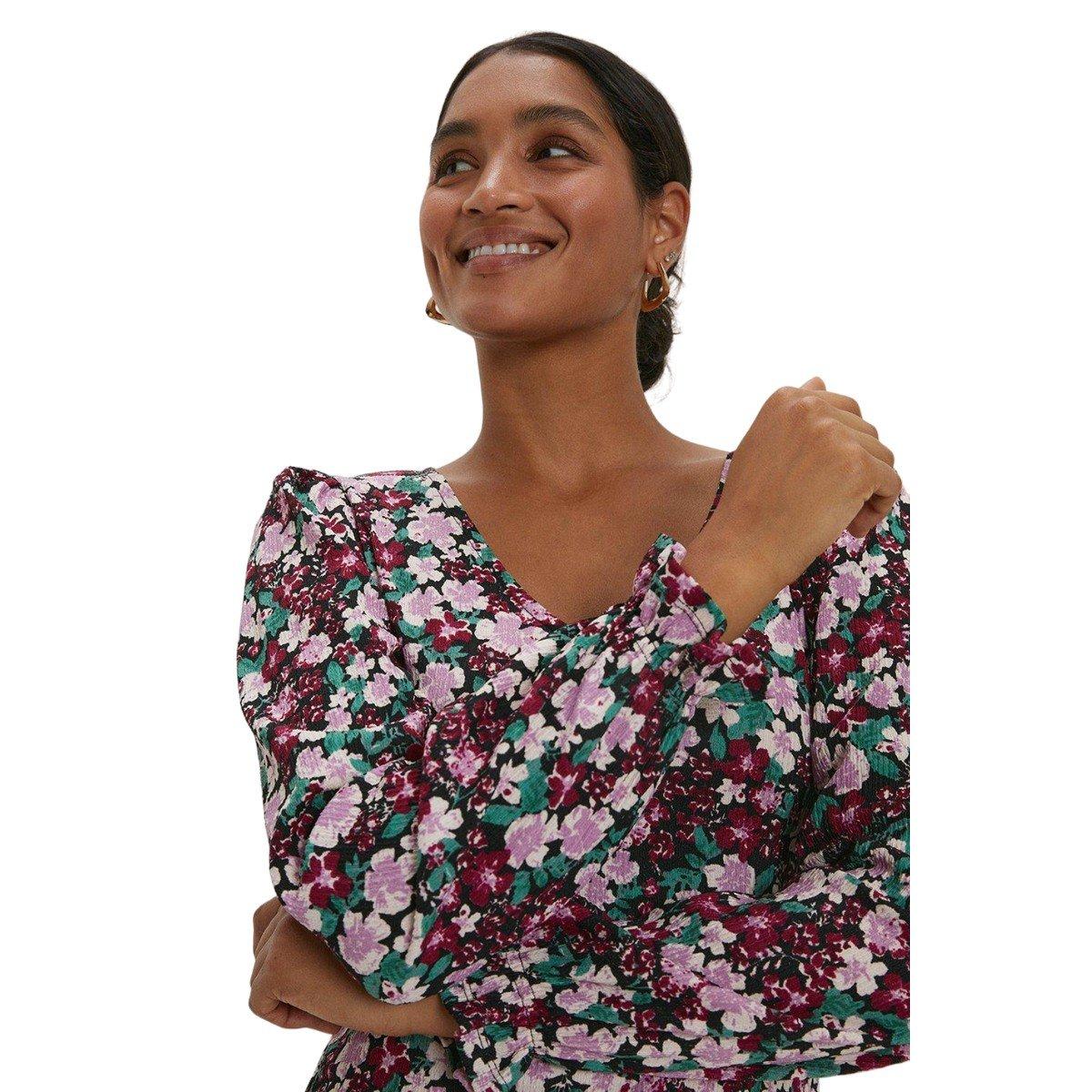 Dorothy Perkins Minikleid V-Ausschnitt Langarm Floral