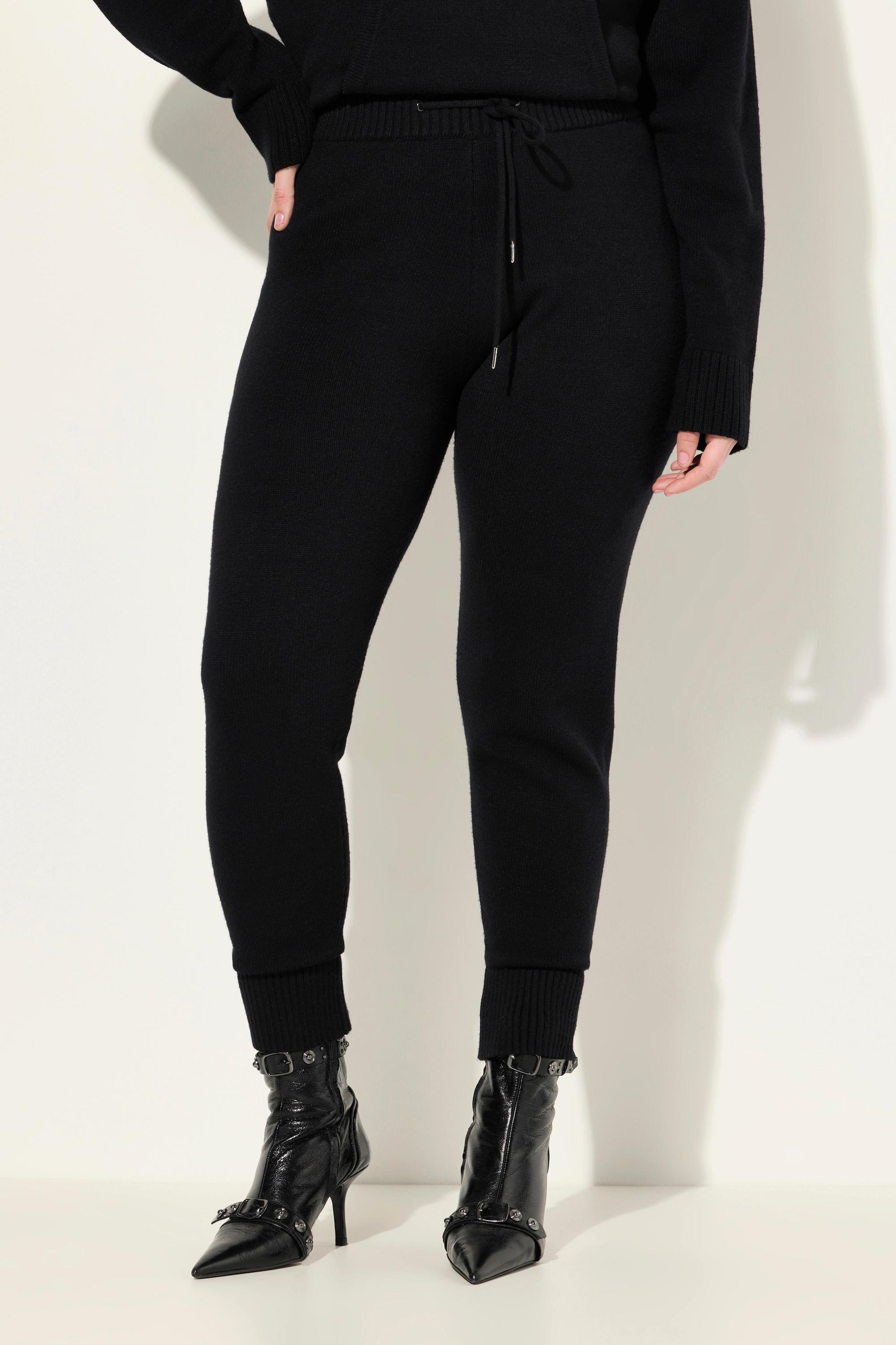 Ulla Popken Strickhose mit breitem Rippbund und Kordel