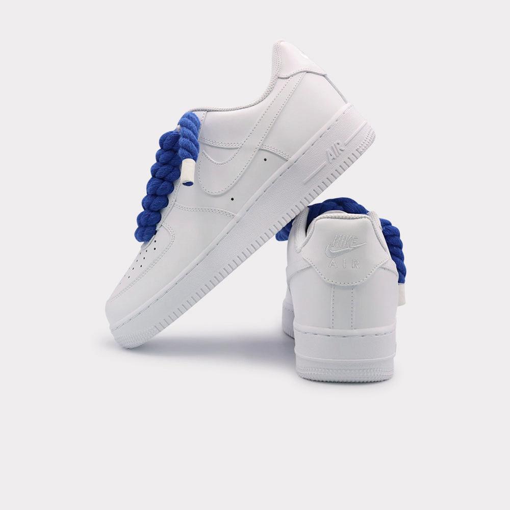 NIKE Air Force 1 White - Rope Lace Blue