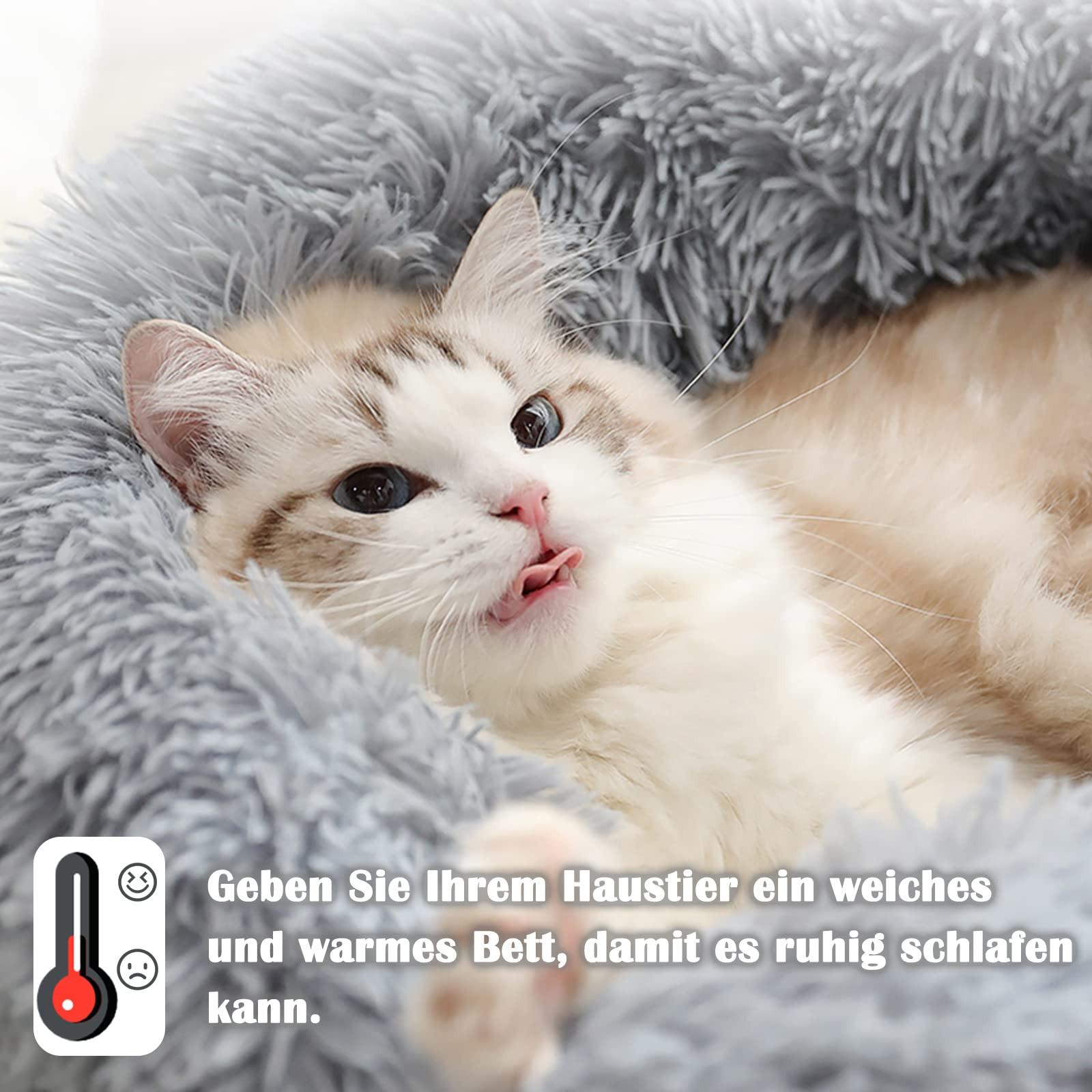 Alopini Katzenbett Hundebett Flauschig Rund - Donut Kuscheliges Katzenkissen Katzenkorb Waschbar