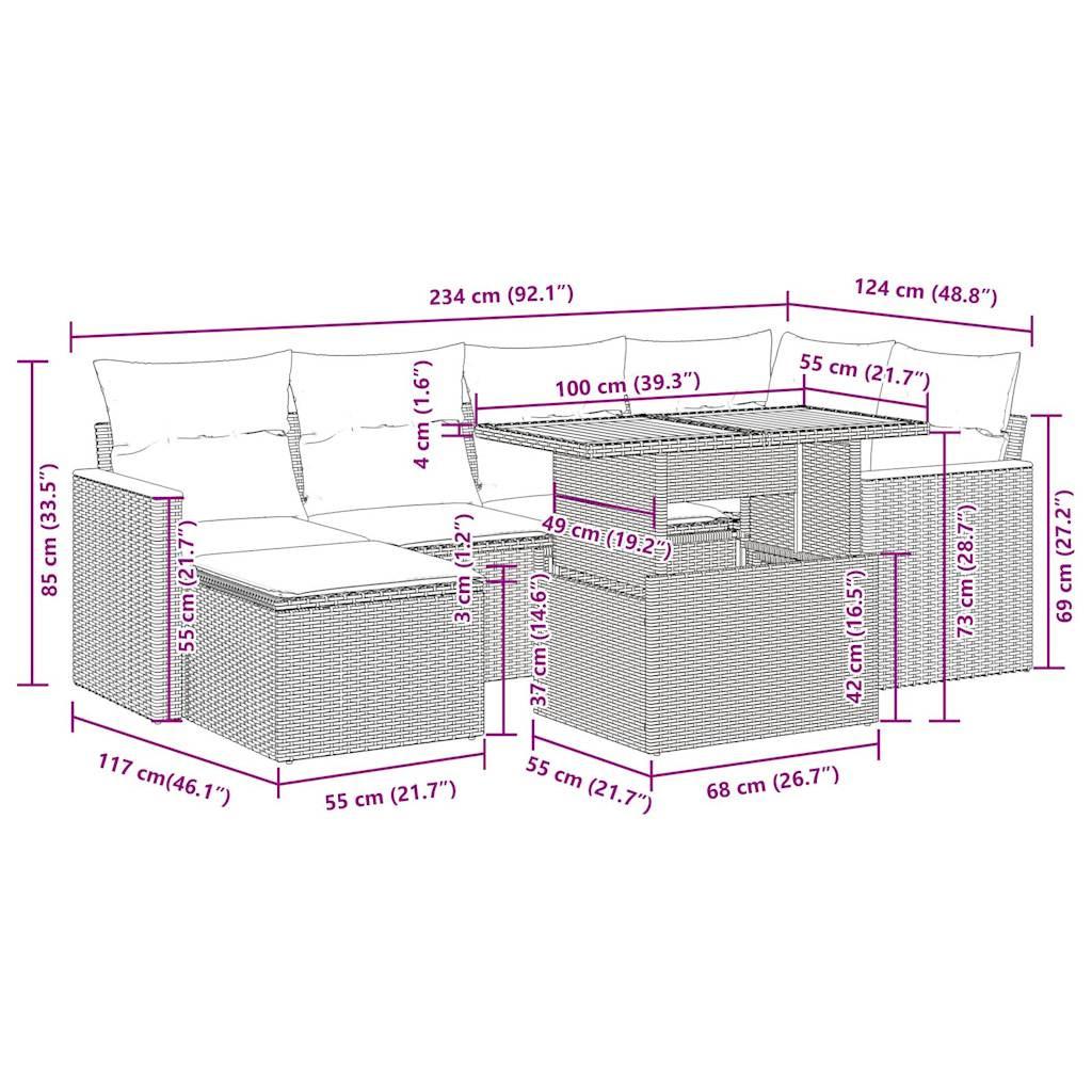 VidaXL Garten sofagarnitur poly-rattan