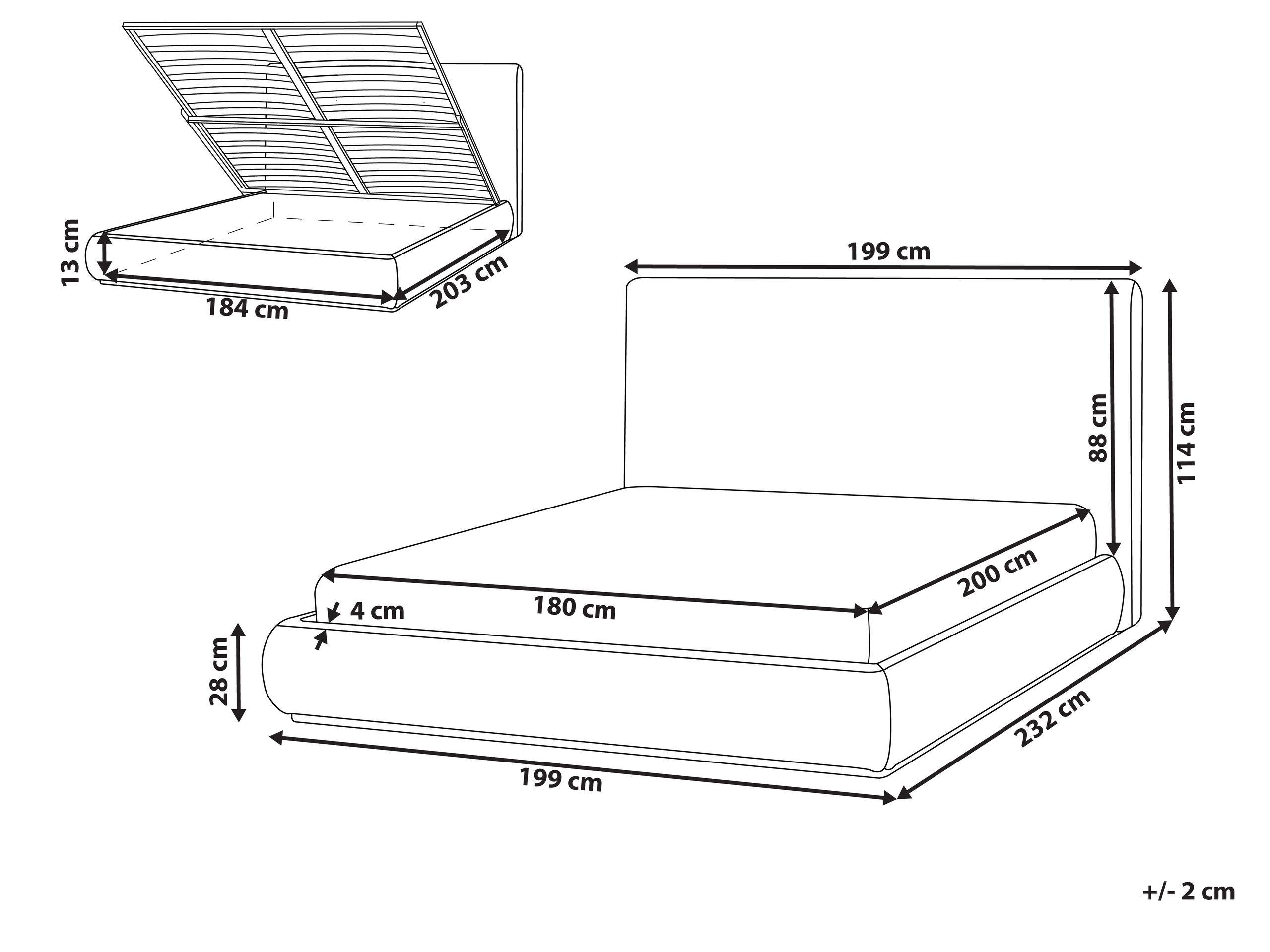 Beliani Bett mit Stauraum aus Polyester Modern CAMPAGNE