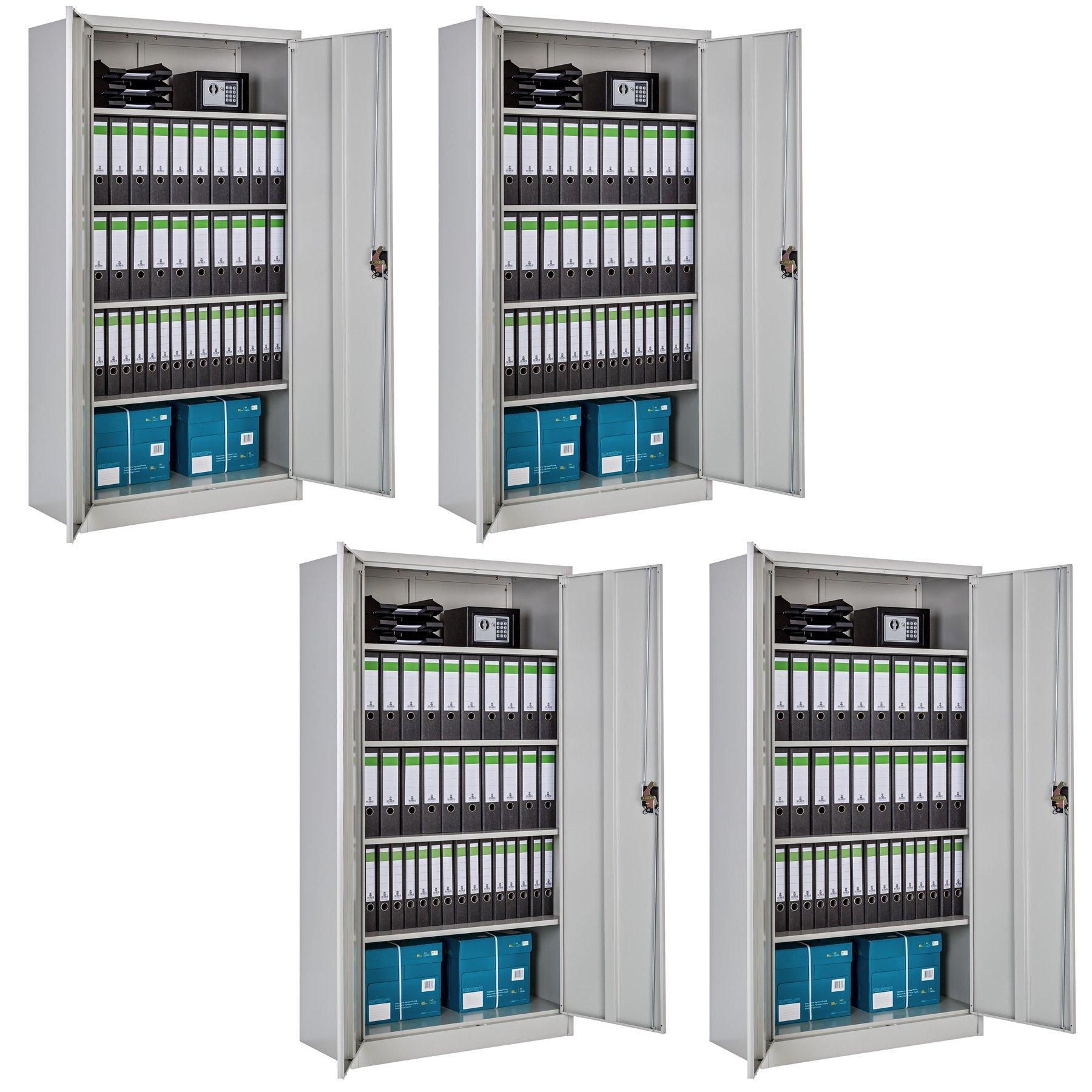 Tectake 4er Set Aktenschrank mit 5 Böden