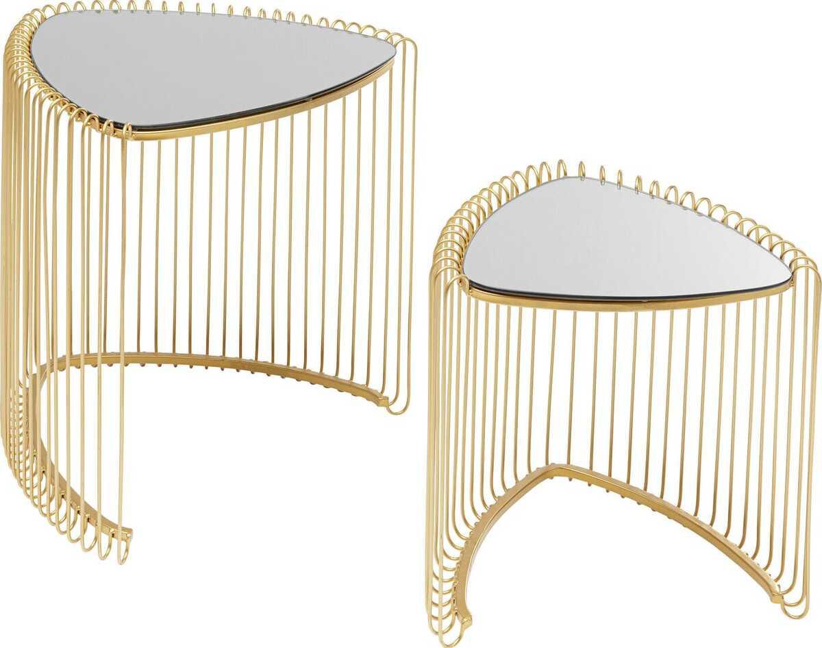 KARE Design Beistelltisch Wire Triangle gold (2er-Set)