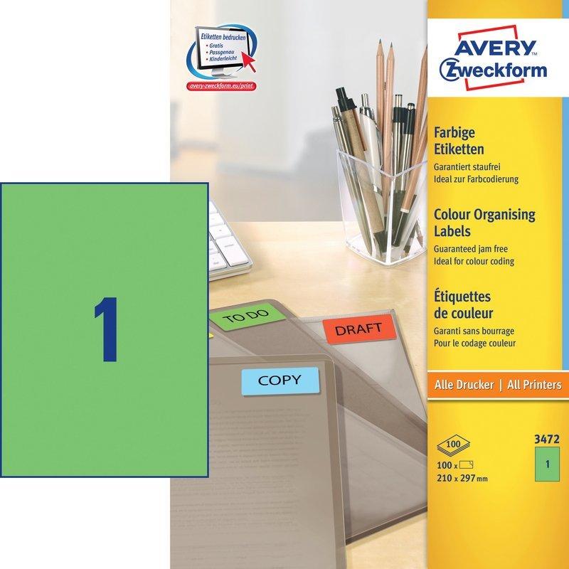Avery-Zweckform AVERY ZWECKFORM Etiketten A4, 100 Stück