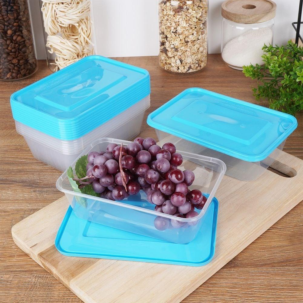 B2X 10er-Set rechteckige Lebensmittelboxen, 650 ml, Kühlschrank & Mikrowelle