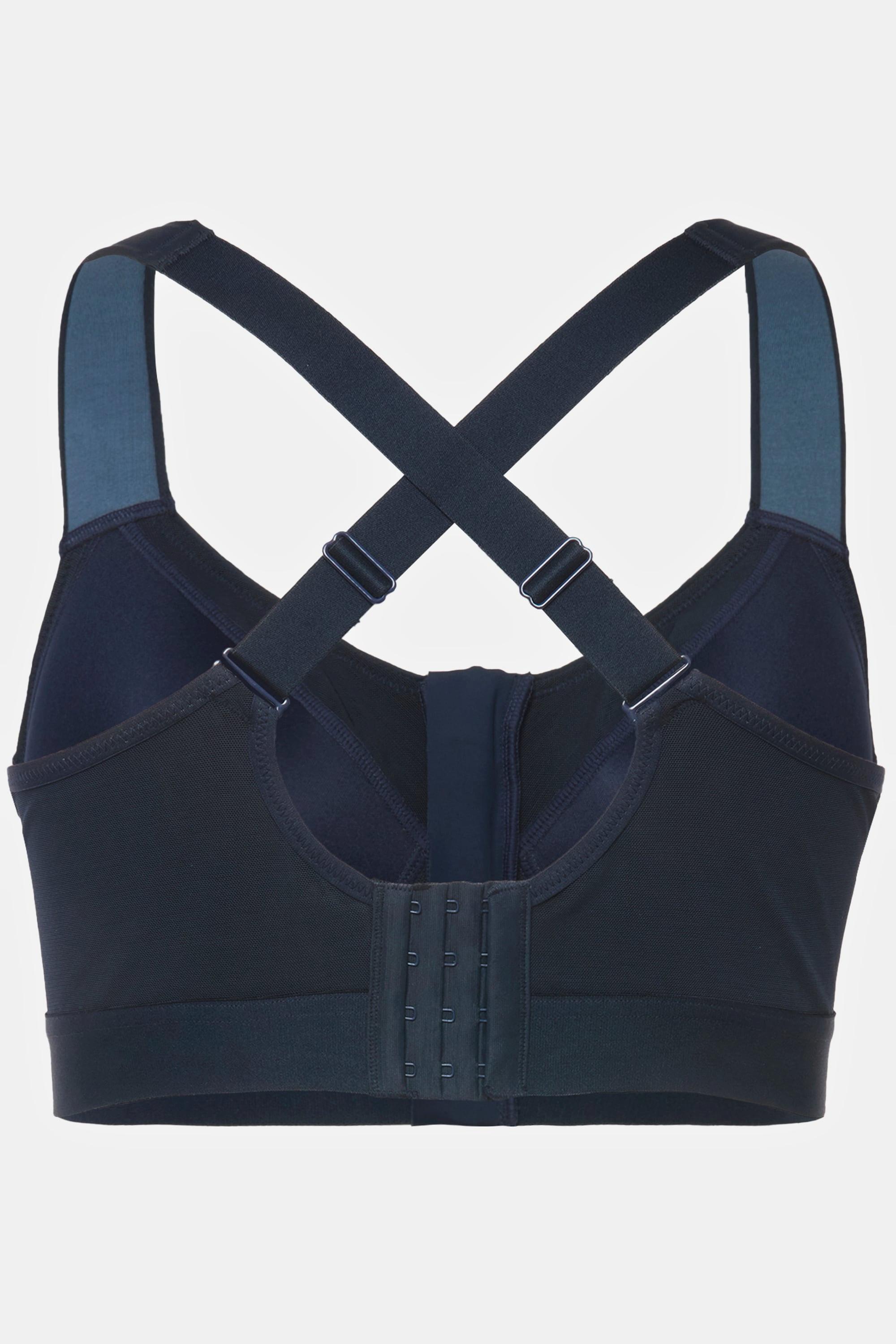 Ulla Popken Sport-BH, ohne Bügel, Zipper, gekreuzte Träger