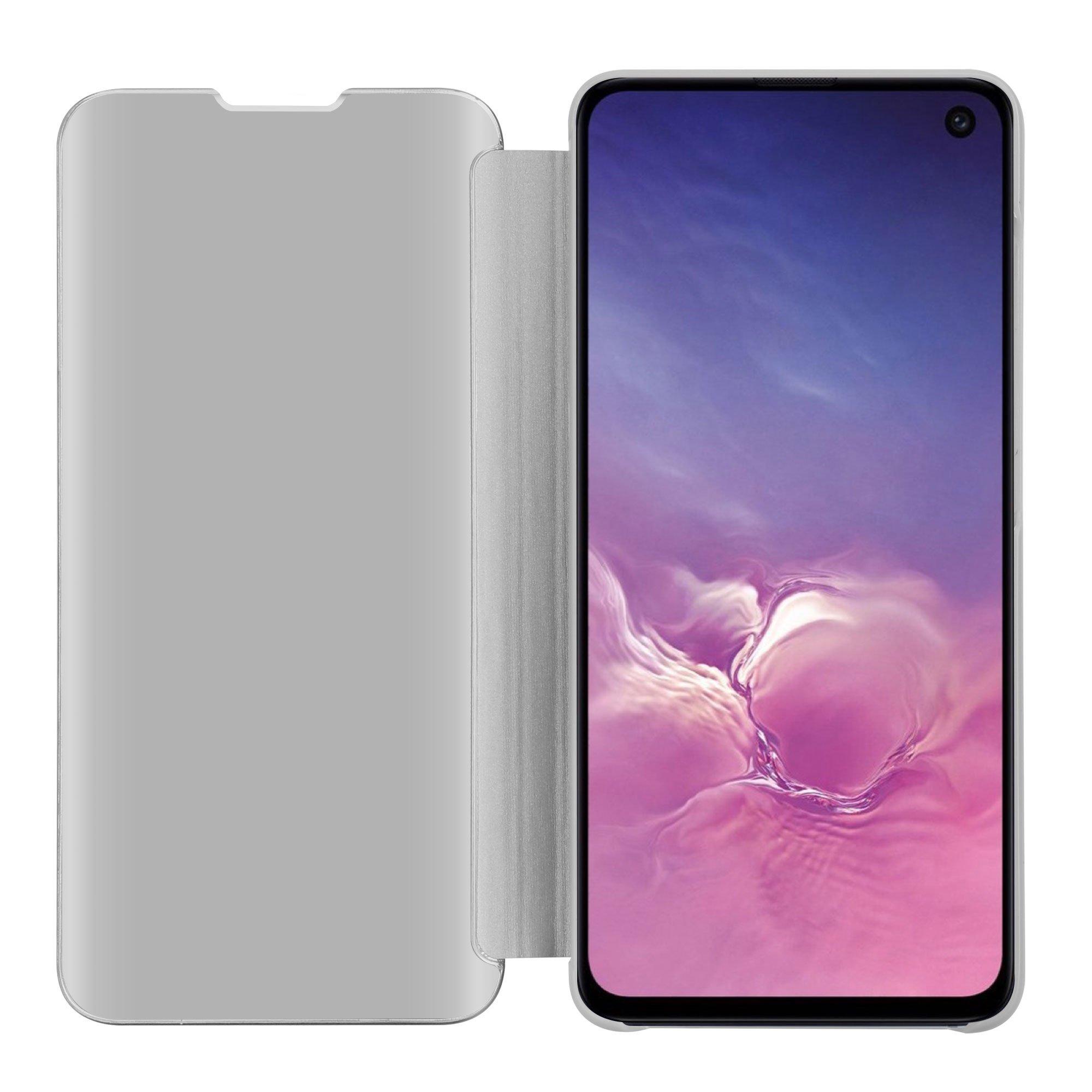 Cadorabo Hülle für Samsung Galaxy S10e in ACHAT SILBER - Clear View Spiegel Schutzhülle mit Standfunktion 360 Grad Schutz