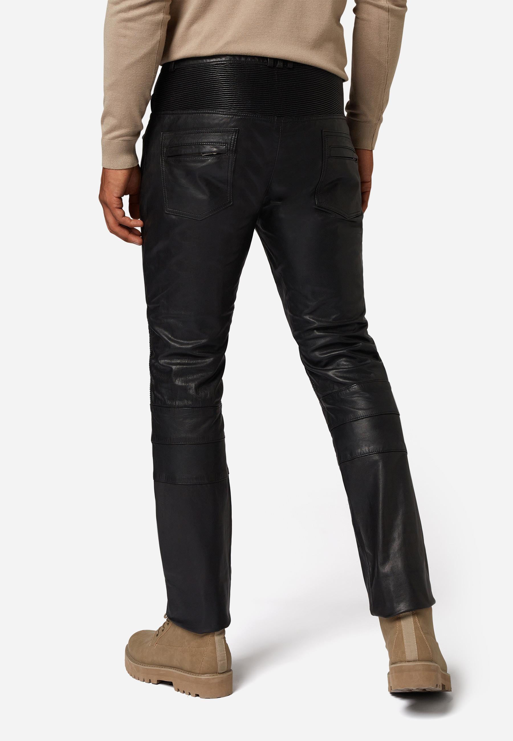 RICANO Franklin Lederhose im 5-Pocket-Stil mit Bikerapplikationen