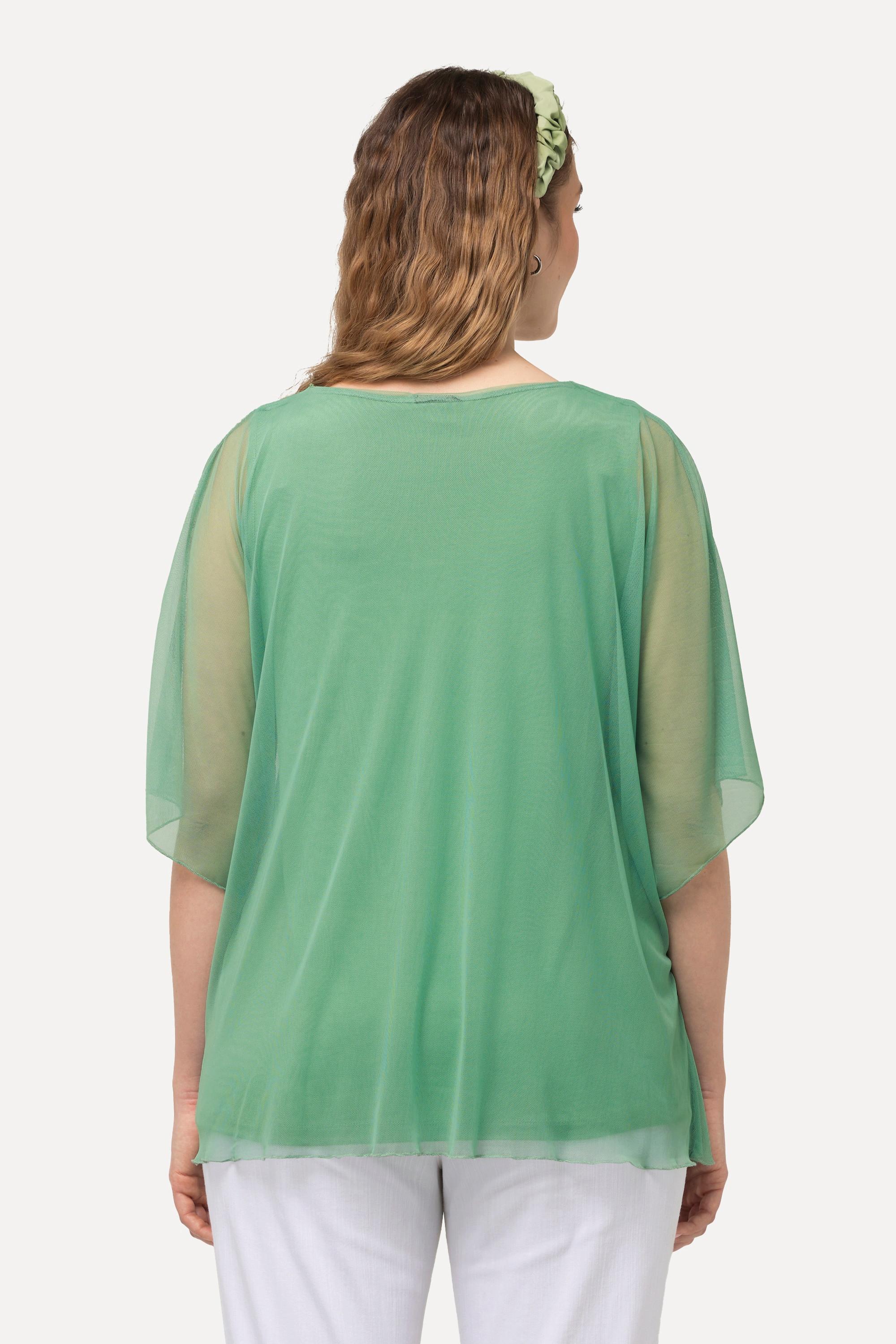 Ulla Popken Bluse doppellagig Rundhals Halbarm Blüten