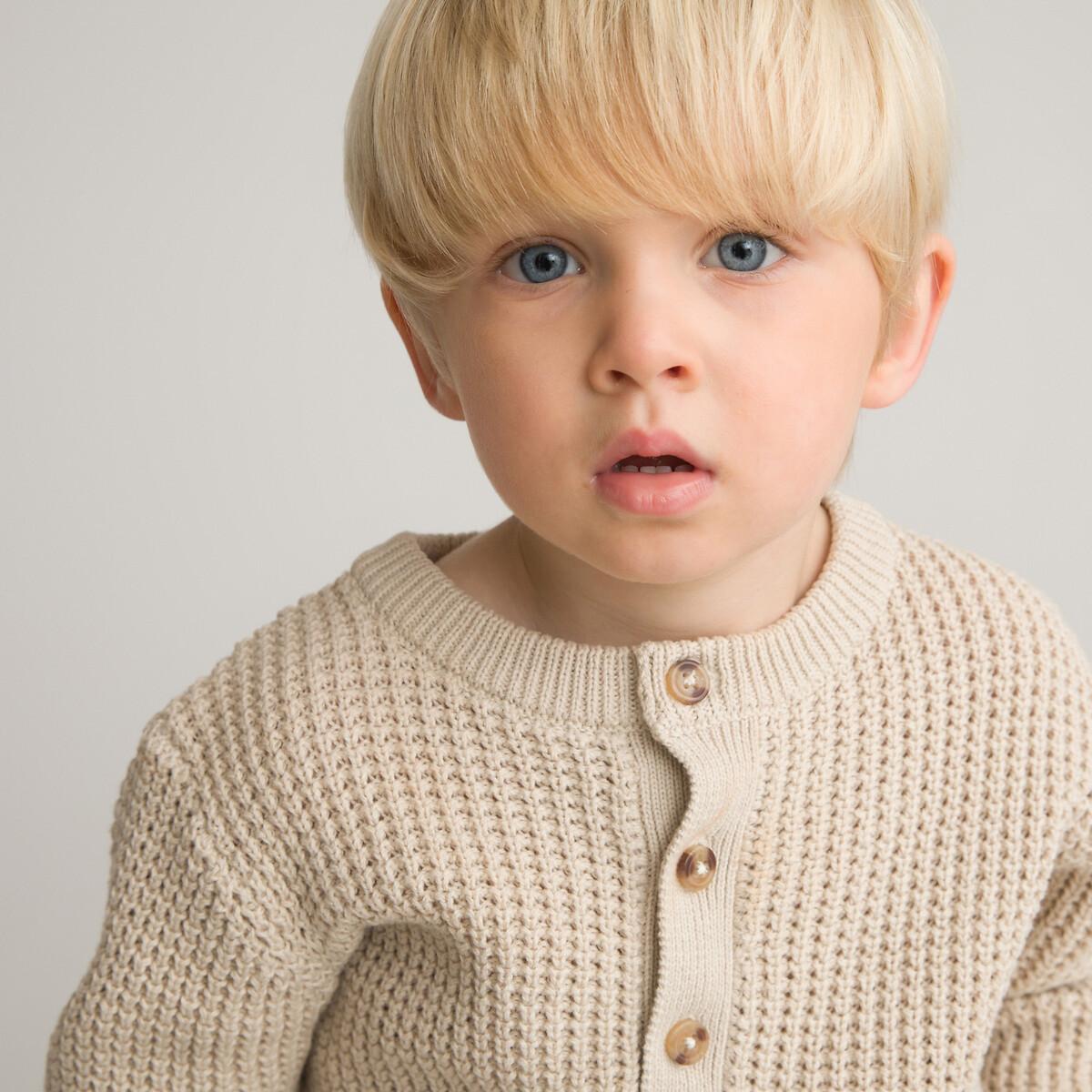 La Redoute Collections Pullover mit Rundhals und Knopfleiste