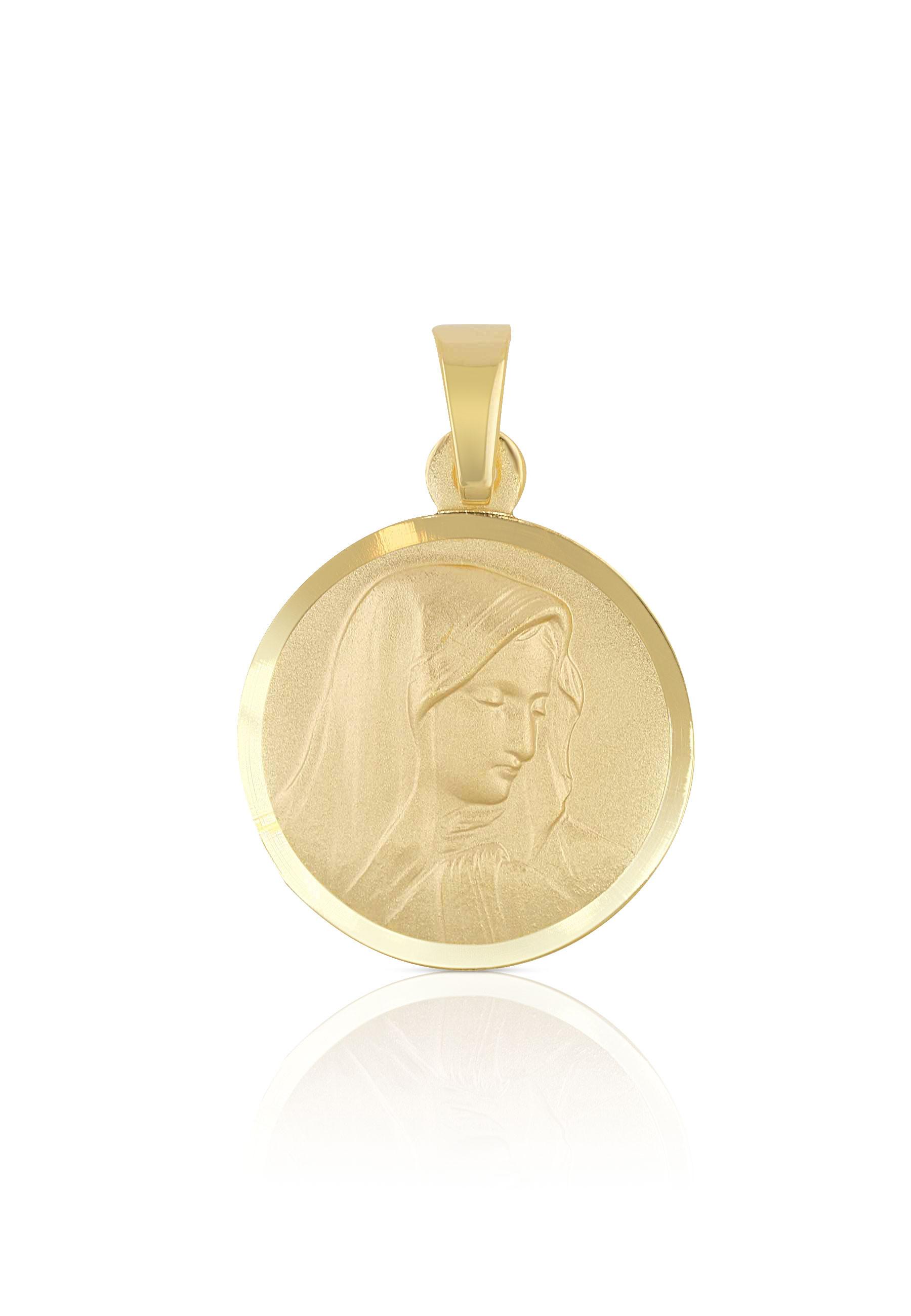 MUAU Schmuck Anhänger Medaille Dolorosa Gelbgold 750, 16mm, 24x16mm