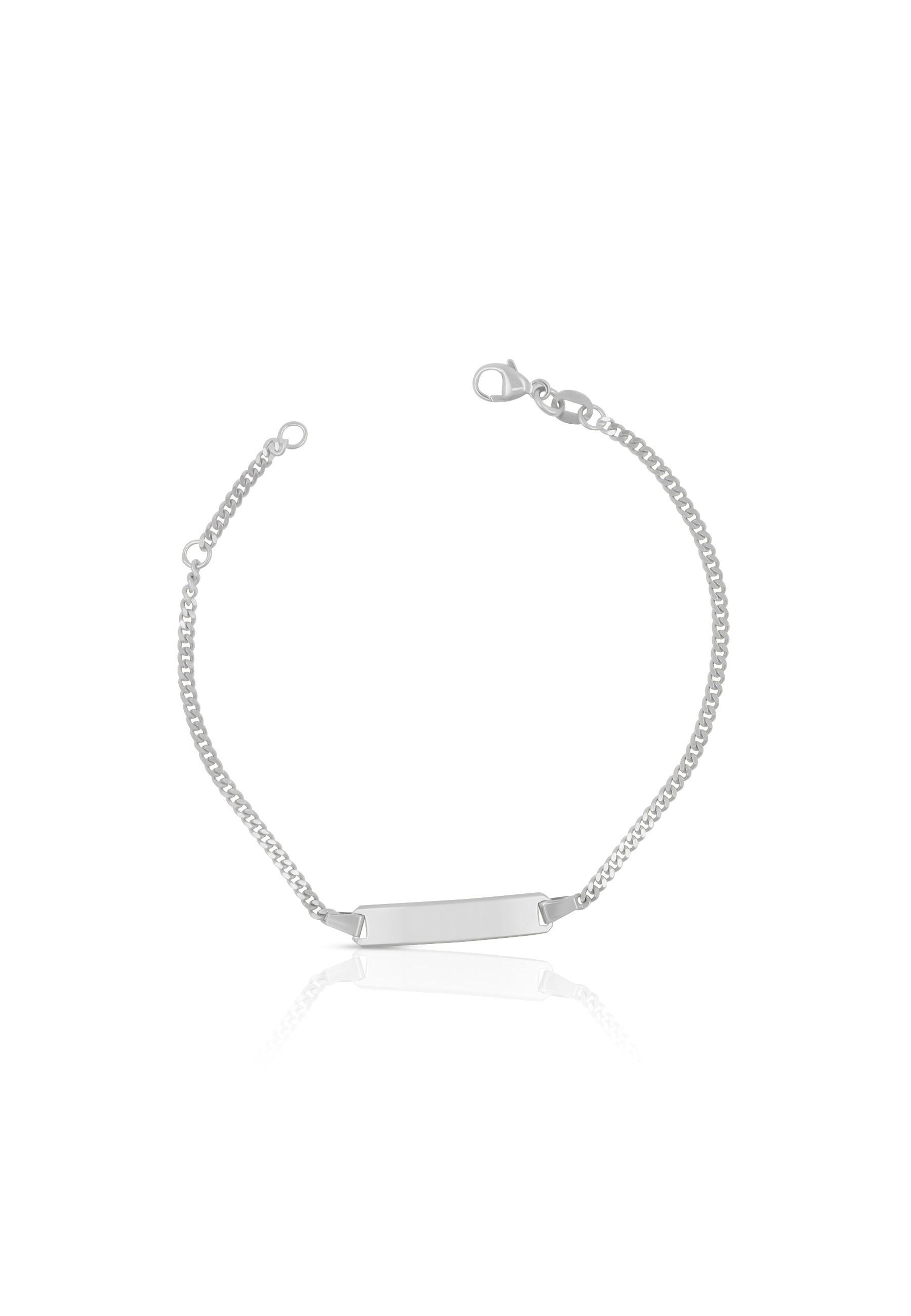 MUAU Schmuck Bébé Bracelet Panzer Weissgold 375, 14cm Gravurplatte 2.1cm